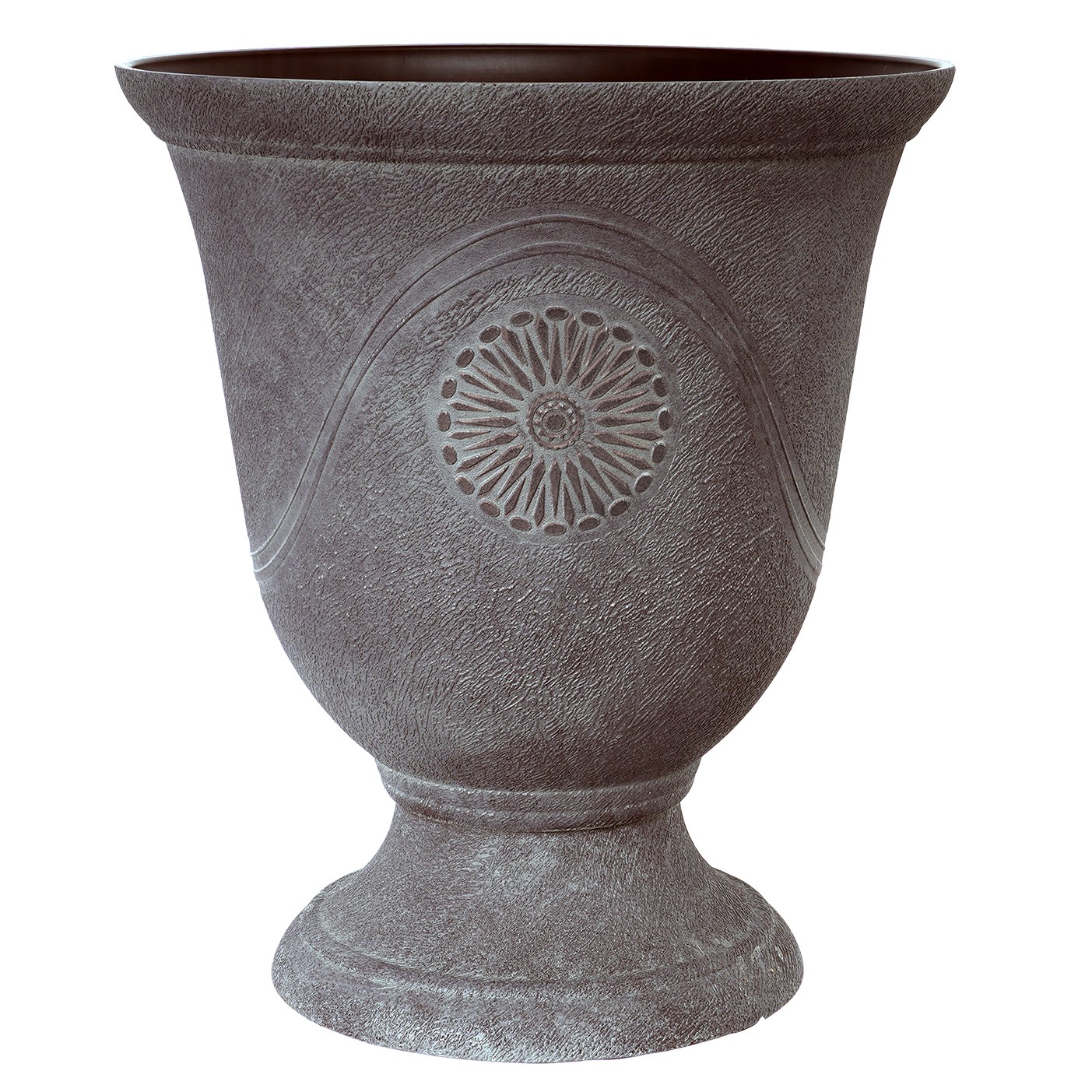 Grower Select 14.00 Anaheim Urn Antique Slate , 13.8in OD x 15.5in H x 9.4in BD, 15.6 Liters, 4.1 Gallons — Case of 7
