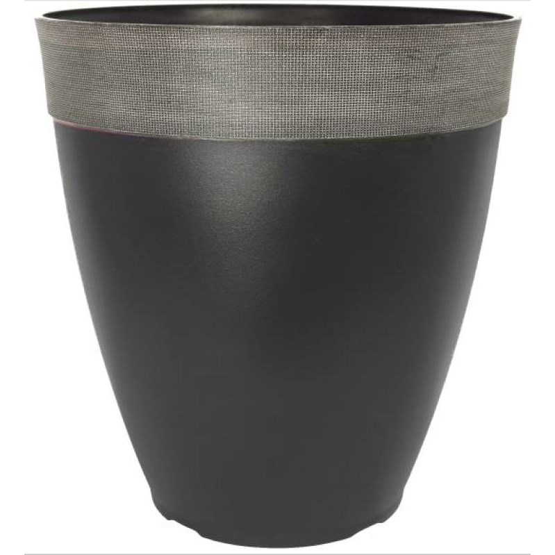 Grower Select 14.00 Gala Tall Planter High Gloss Black With Chalk Rim 7gal - 14in OD X 15in H — Case of 9