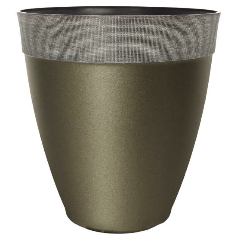 Grower Select 14.00 Gala Tall Planter High Gloss Pewter With Chalk Rim 7gal - 14in OD X 15in H — Case of 9