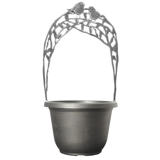 Grower Select 11.50 Bird Trellis Smooth Pot, Silver, 11.5in OD x 7.99in H, 15in Trellis, 2.2 Gallon — Single Unit