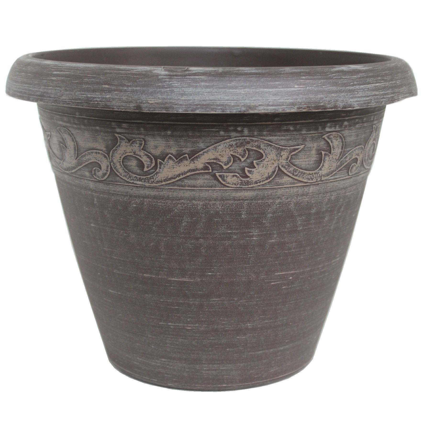 Grower Select 13.00 Naomi Planter Aged Cappuccino Tan Brush on Brown 2.95gal - 13.2in OD X 10.2in H x7.12in BD — Case of 12