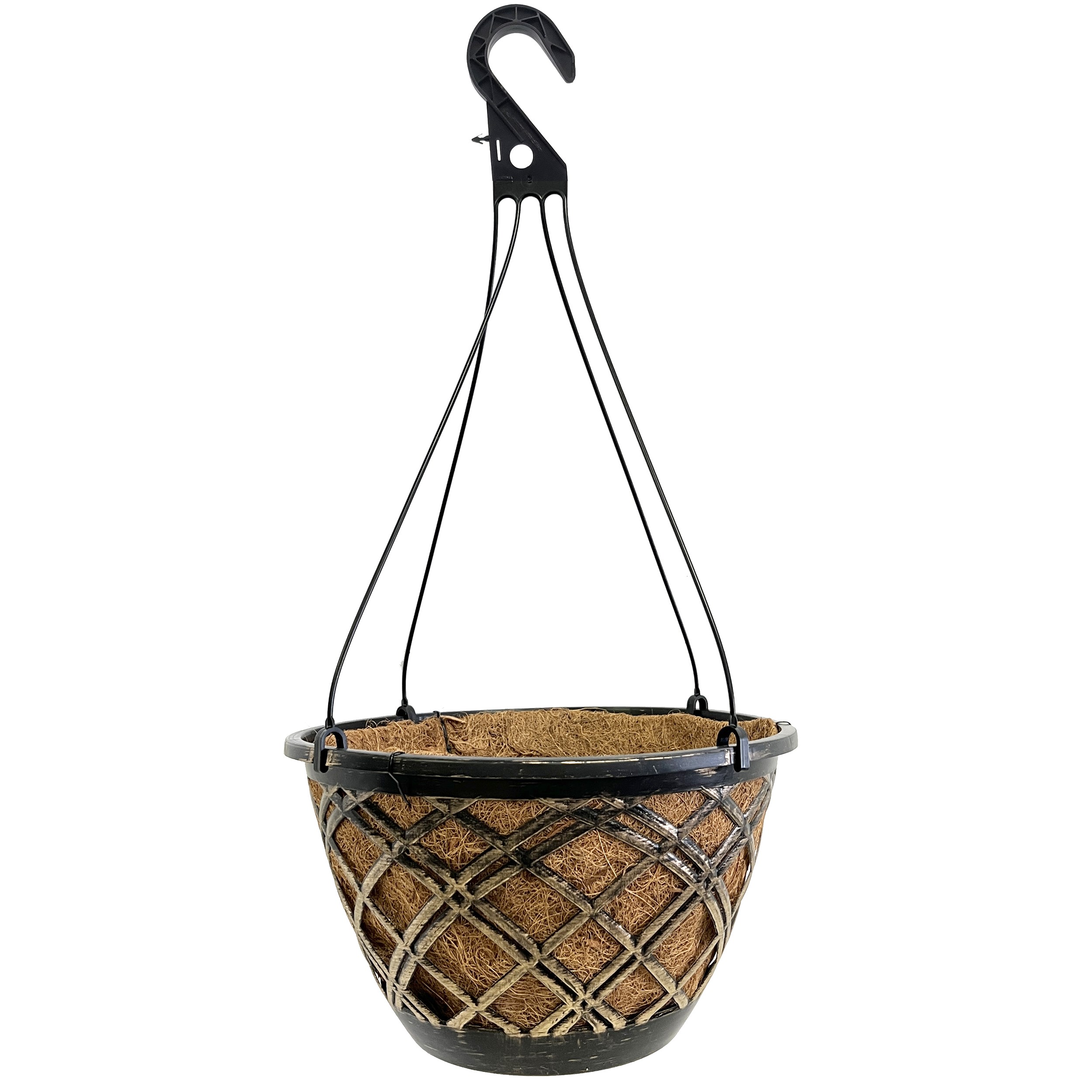 Grower Select 14.00 Cocolined Lattice Hanging Basket With Hanger, Gold, 14in H x 8in H, 3 Gallon — Single Unit