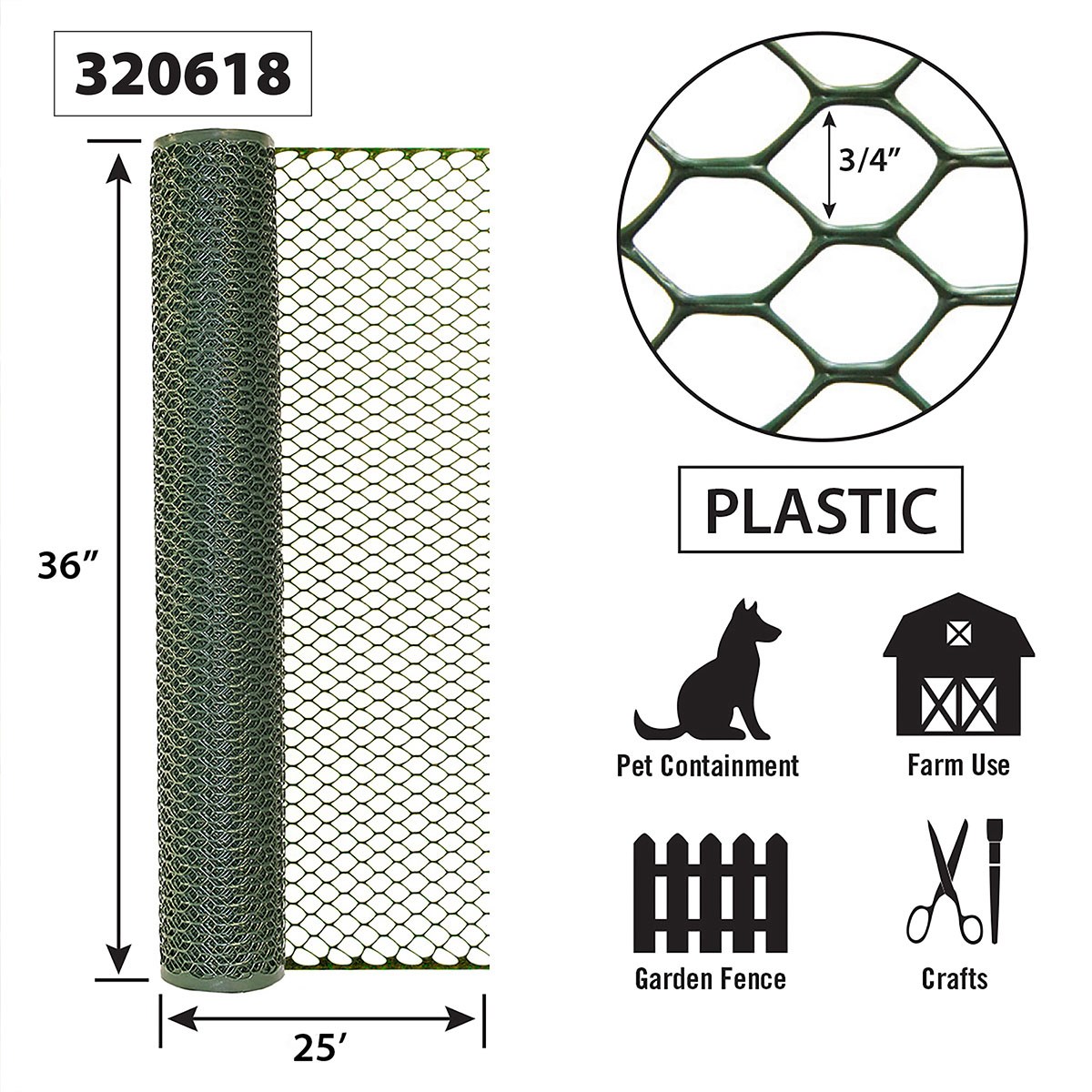 Origin Point 36"x25' Plastic Poultry Fence Green - Image 3