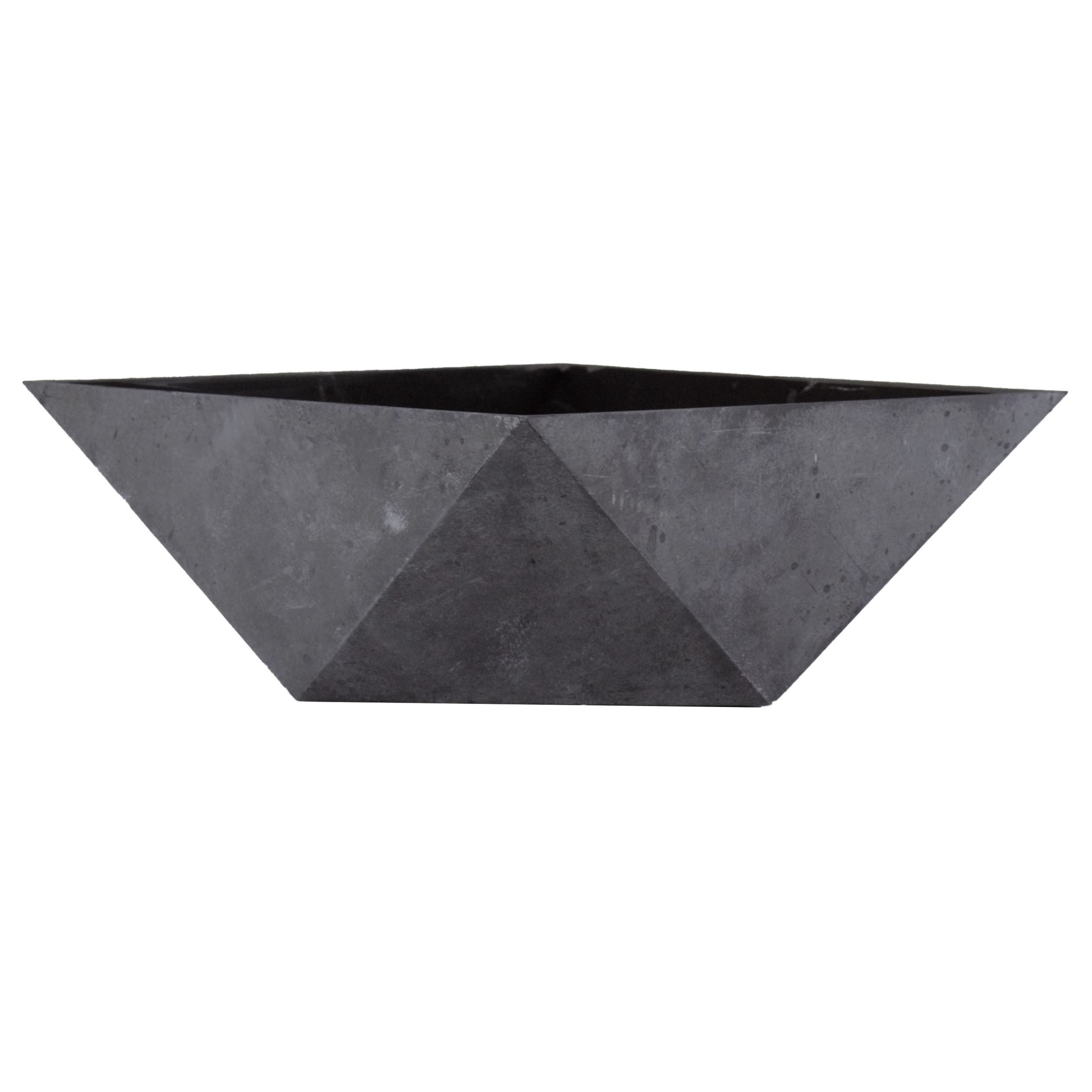 HC 8" Deco Faceted Bowl Faux Concrete — priced per each; minimum 24; multiples of 24