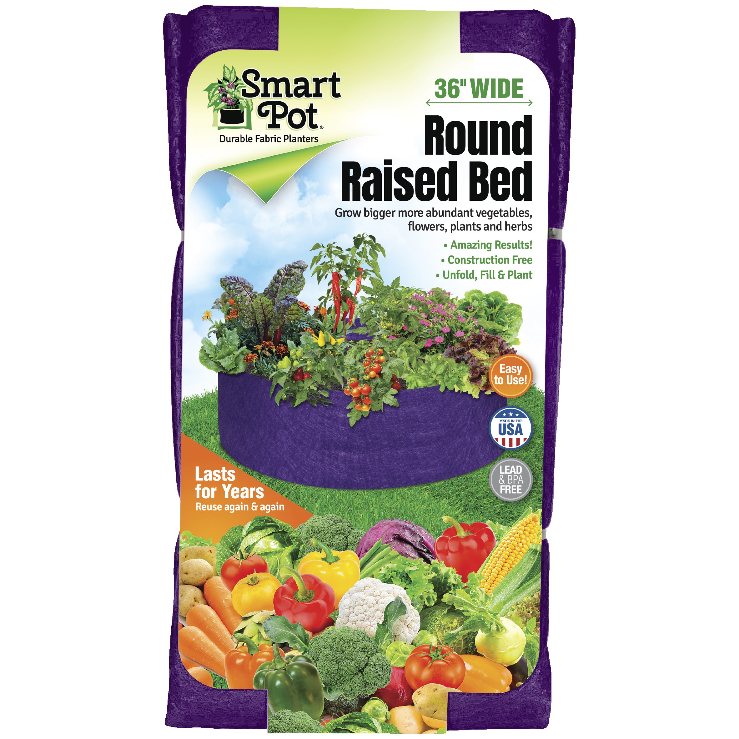 Smart Pot Round Raised Bed 36" Purple