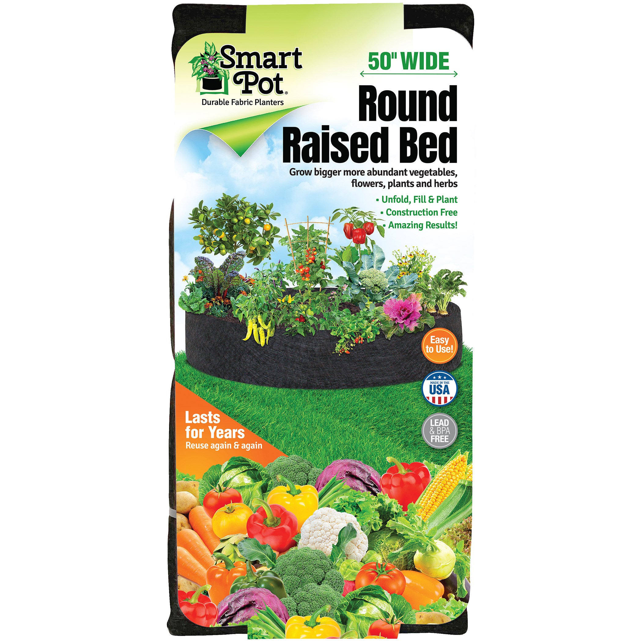 Smart Pot 50" Round Raised Bed Black