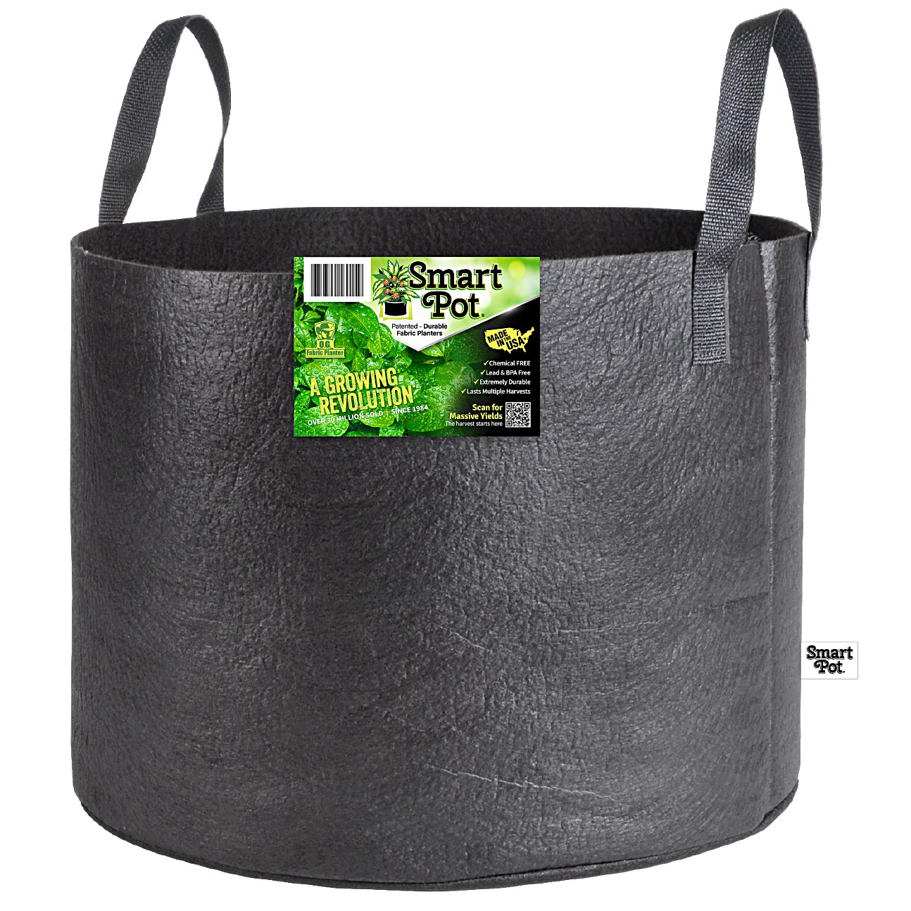 Smart Pot 15gal Black w/ Handles Bulk Box
