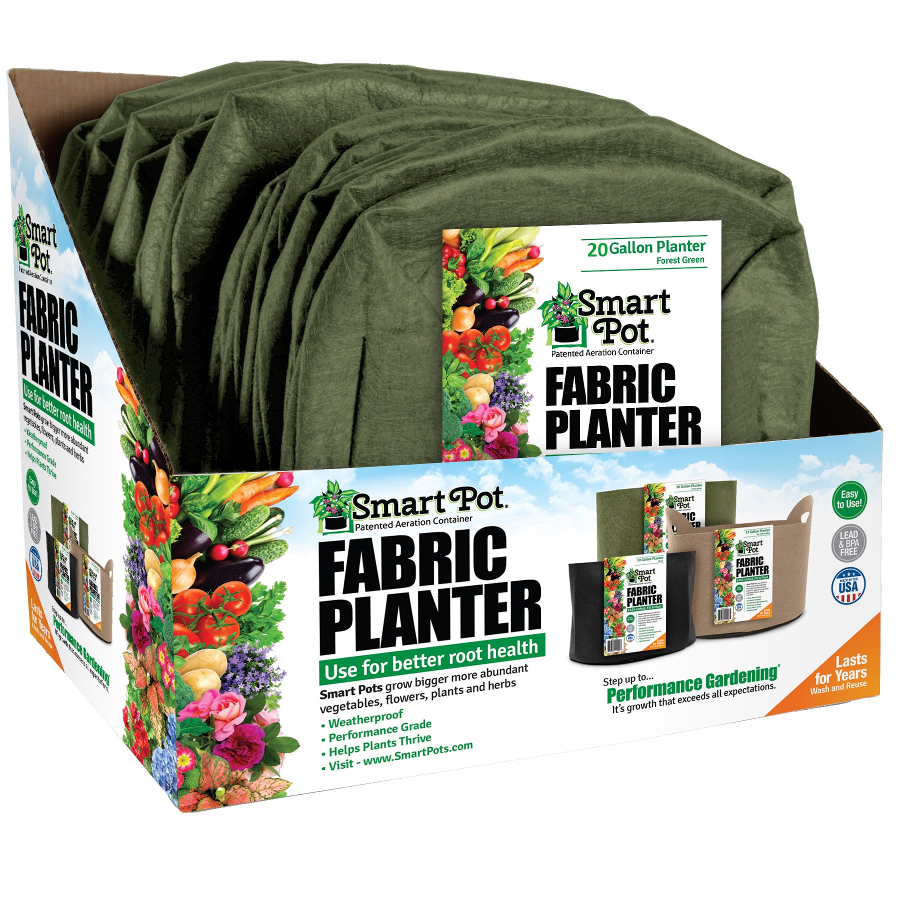 Smart Pot 20gal Tomato & Melon Planter Green w/Display Box