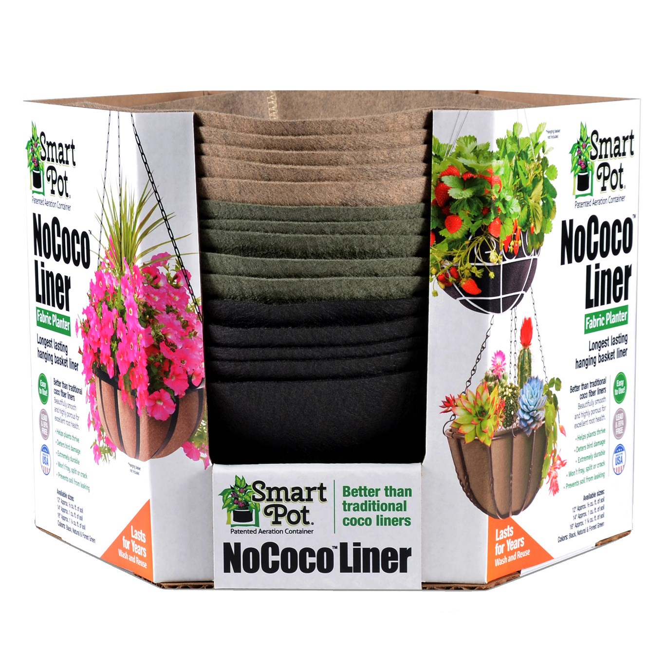 Smart Pot NoCoco 15pc Hanging Basket Liner 16" Asst