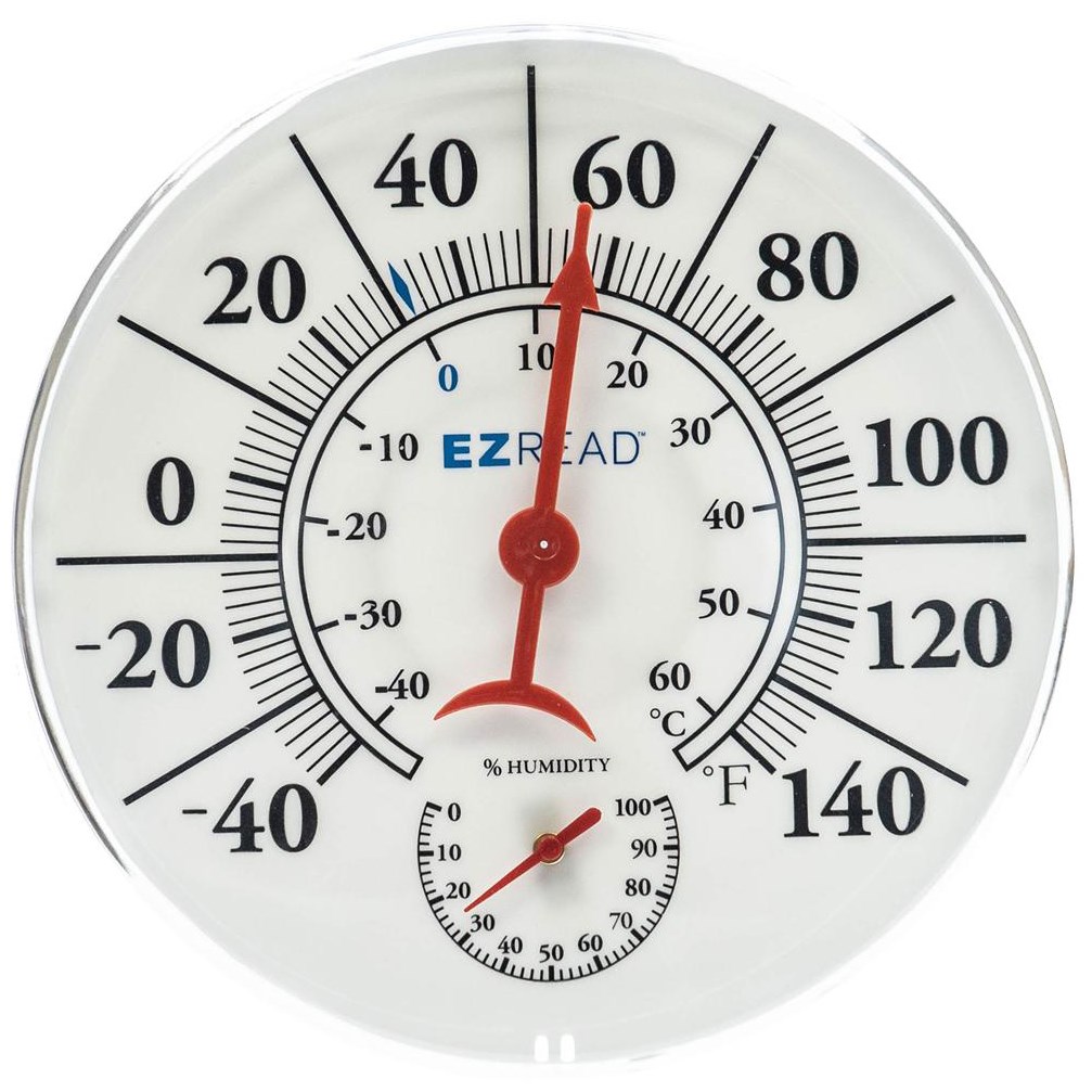 Headwind 8" EZ Read Dial Thermometer/ Hygro White — priced per each; minimum 5; multiples of 5