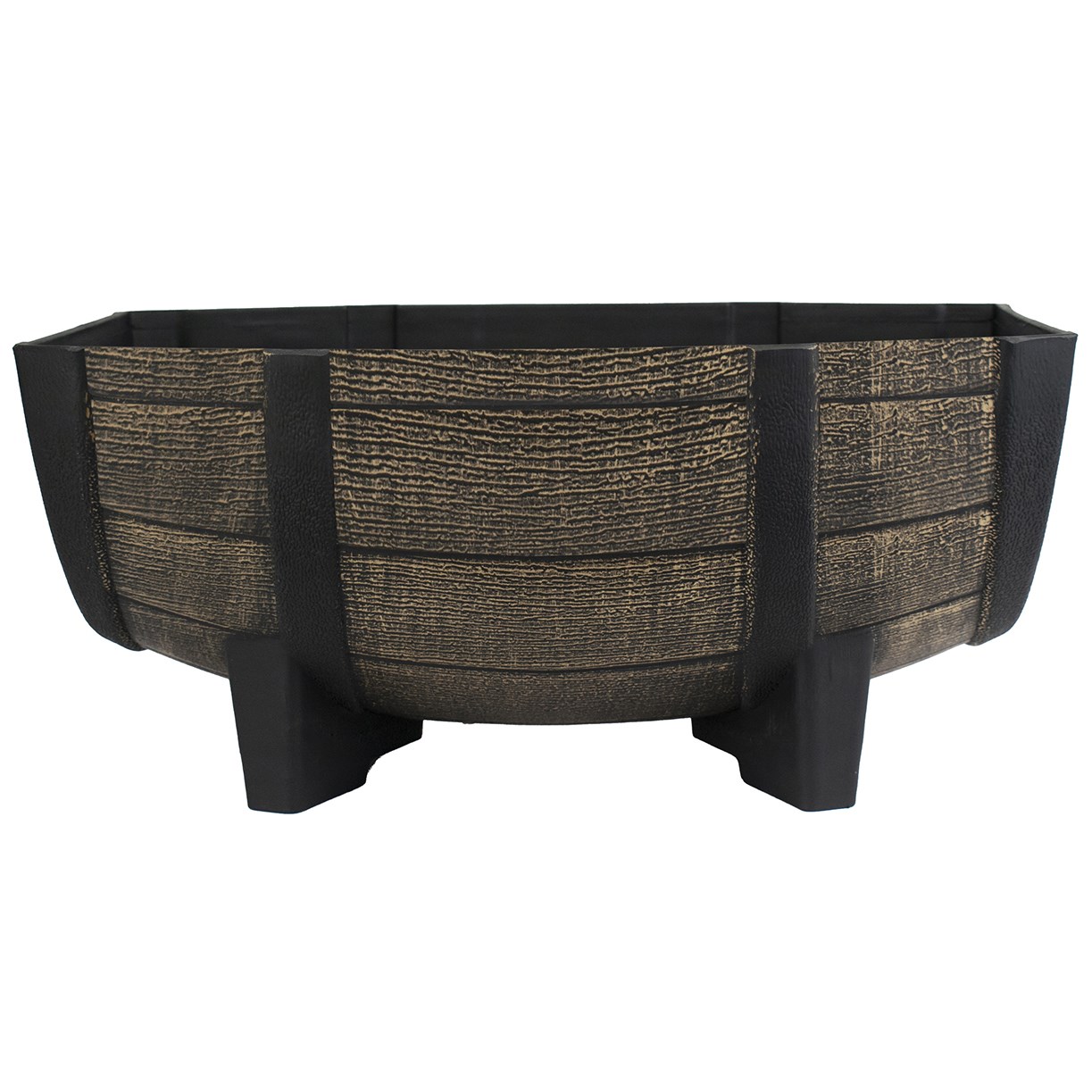 HC 16" Whiskey Barrel Bowl Dark Oak — priced per each; minimum 8; multiples of 8