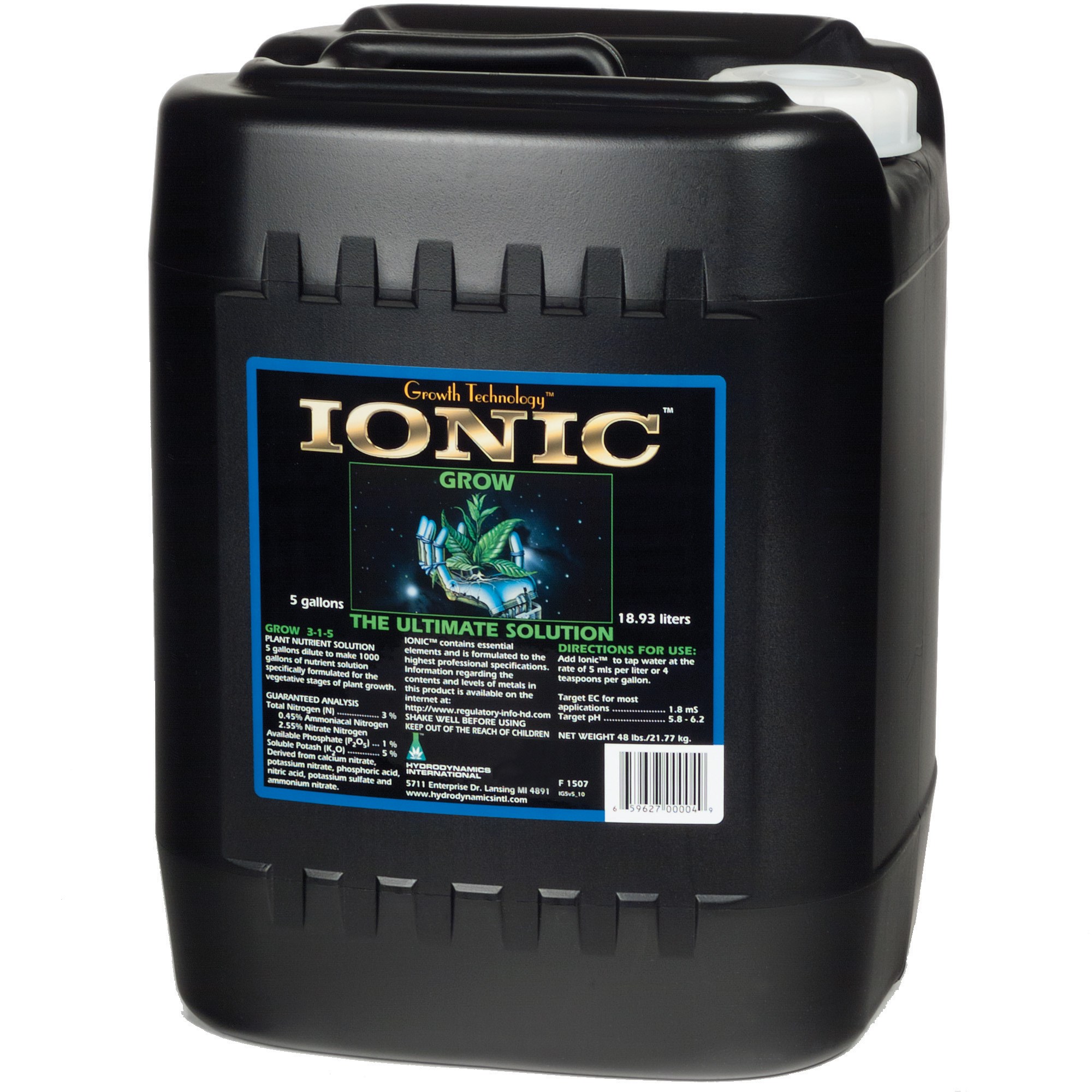 HDI 640oz Ionic Grow 5 Gallon