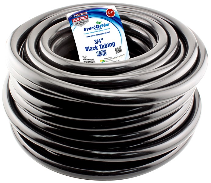 Hydro Flow 100ft Roll Vinyl Tubing Black 3/4in ID 1in OD — Single Unit