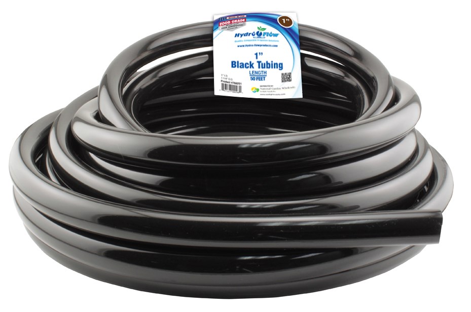 Hydro Flow 50ft Roll Vinyl Tubing Black 1in ID 1.25in OD — Single Unit