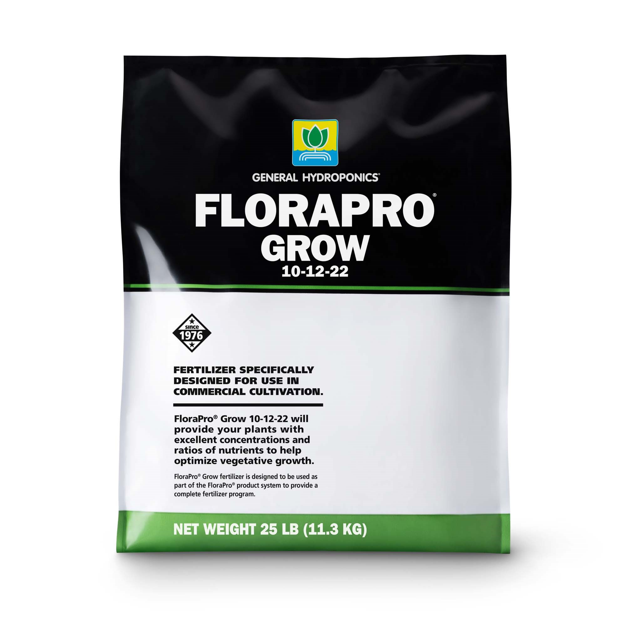 General Hydroponics 25# FloraPro Grow 10-12-22 — Single Unit