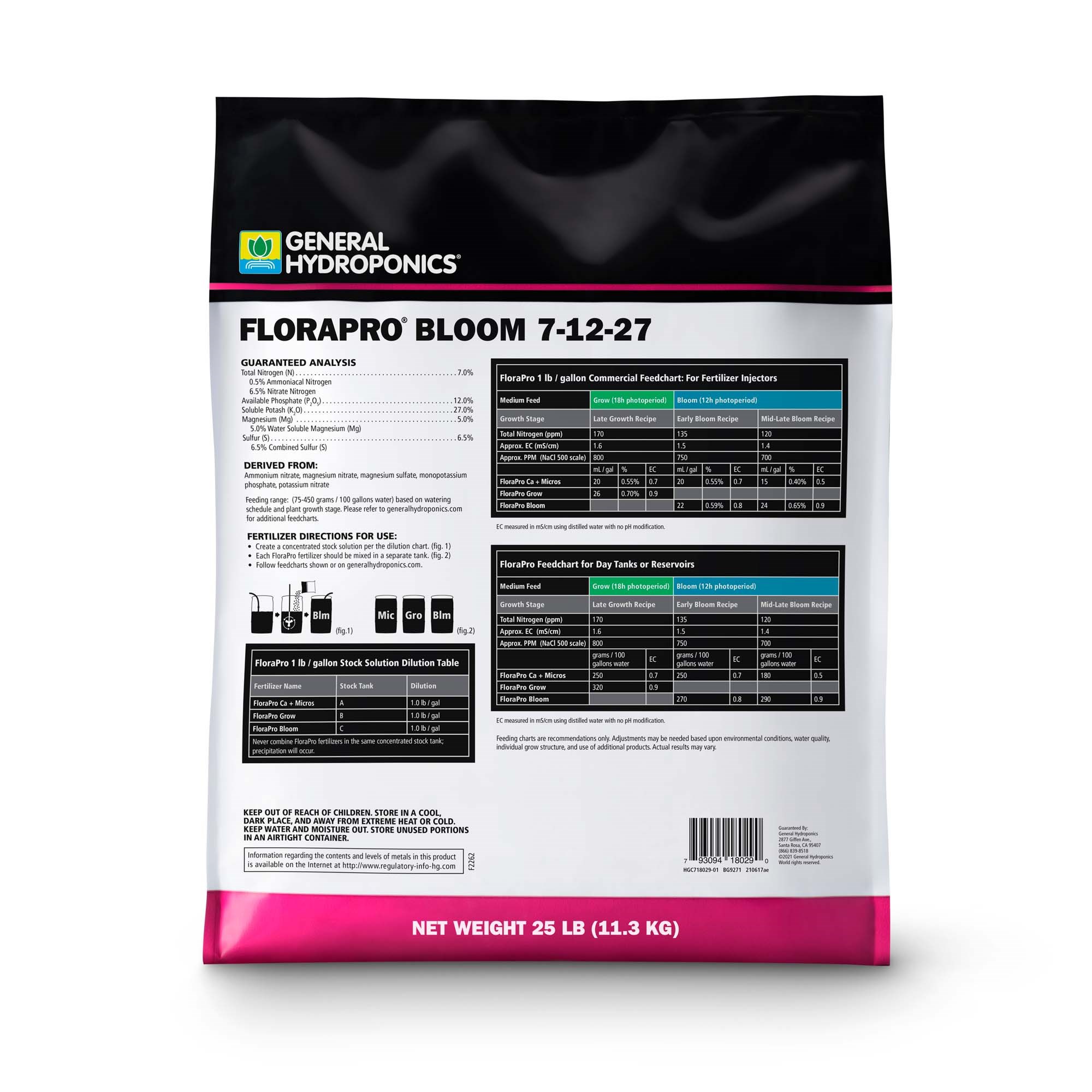 General Hydroponics 25# FloraPro Bloom 7-12-27 — Single Unit - Image 2