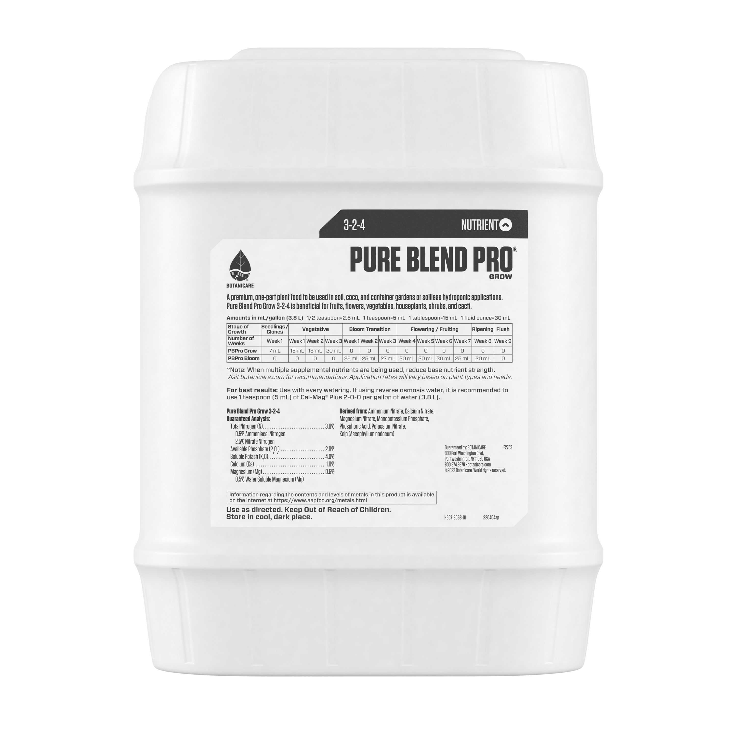 Botanicare 5gal Pure Blend Pro Grow 3-2-4 — Single Unit - Image 2