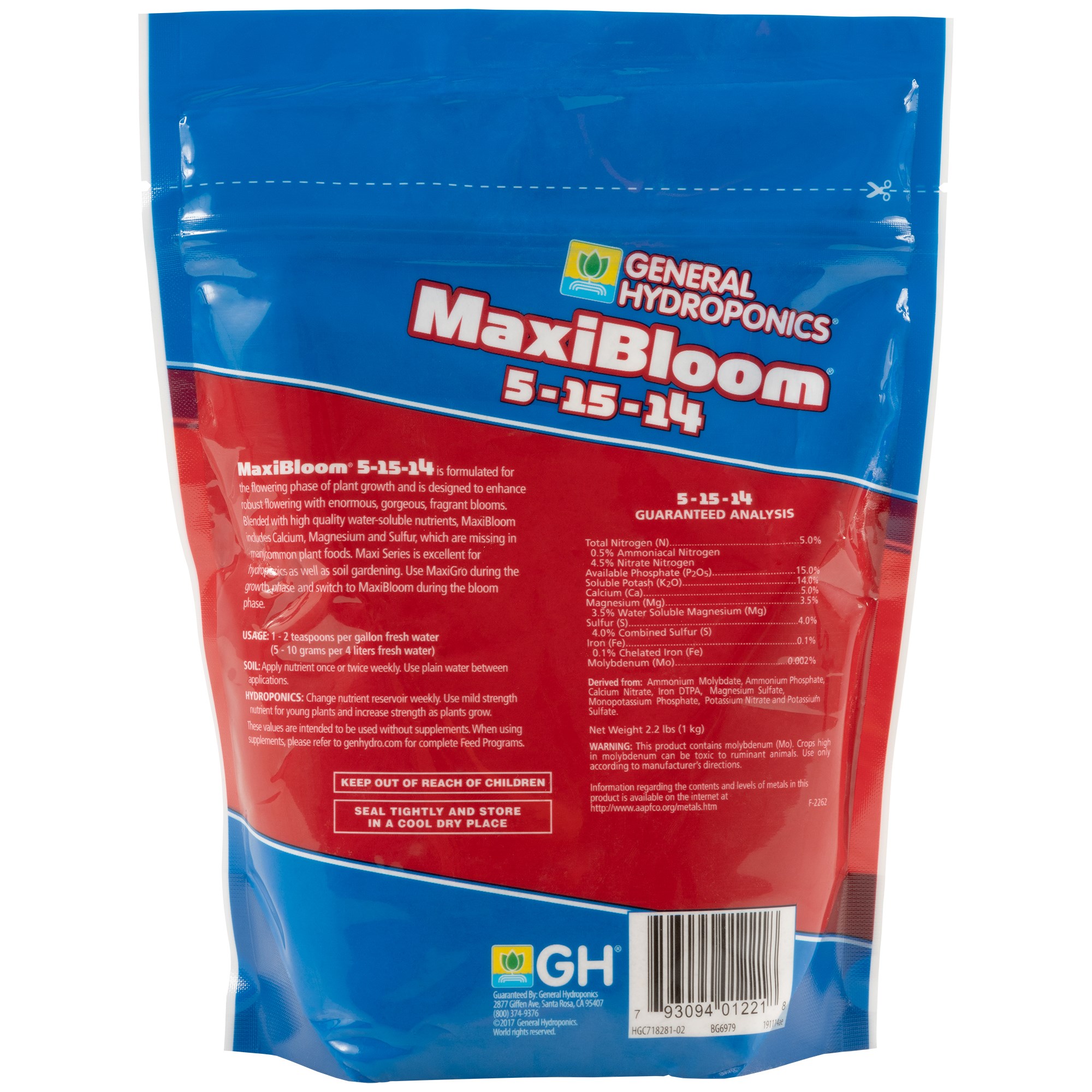 General Hydroponics 2.2# MaxiBloom — Single Unit - Image 2