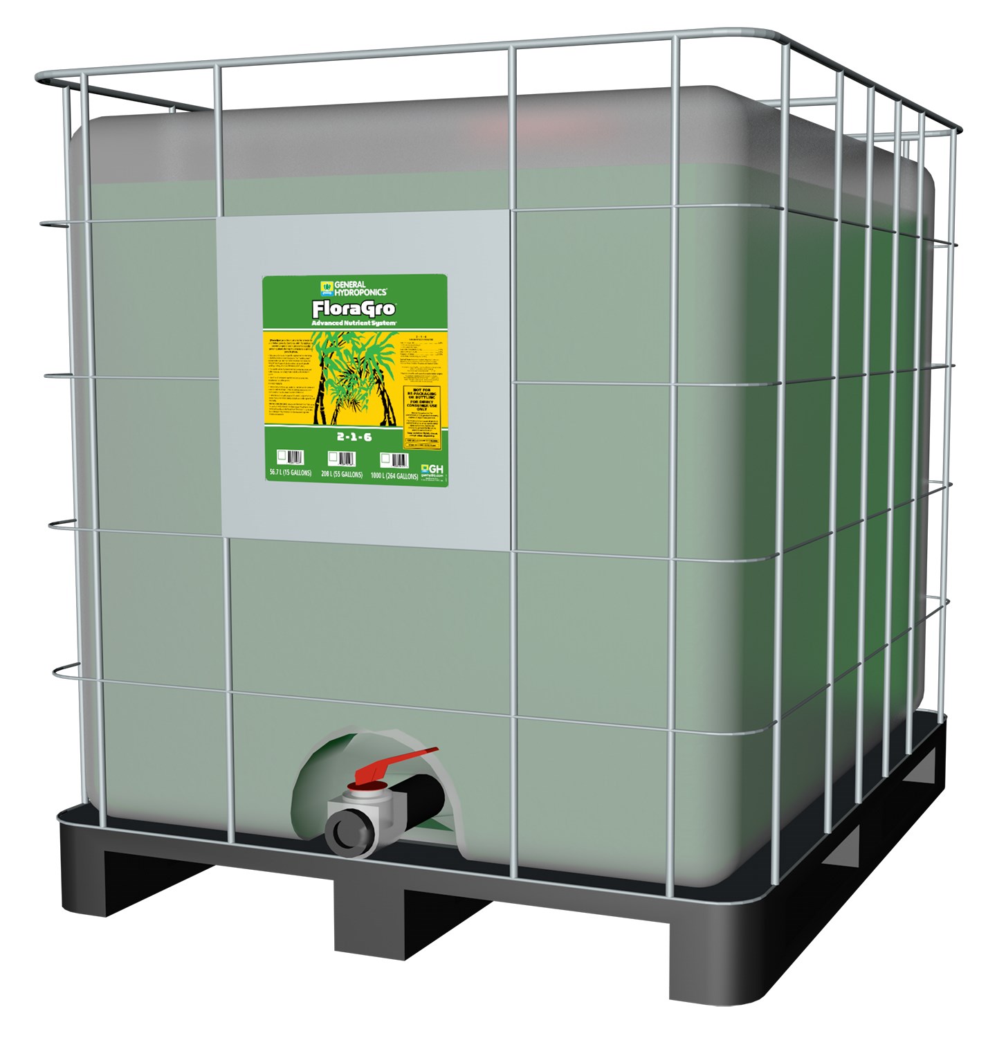 General Hydroponics 275gal Tote FloraGro 2-1-6 — Single Unit