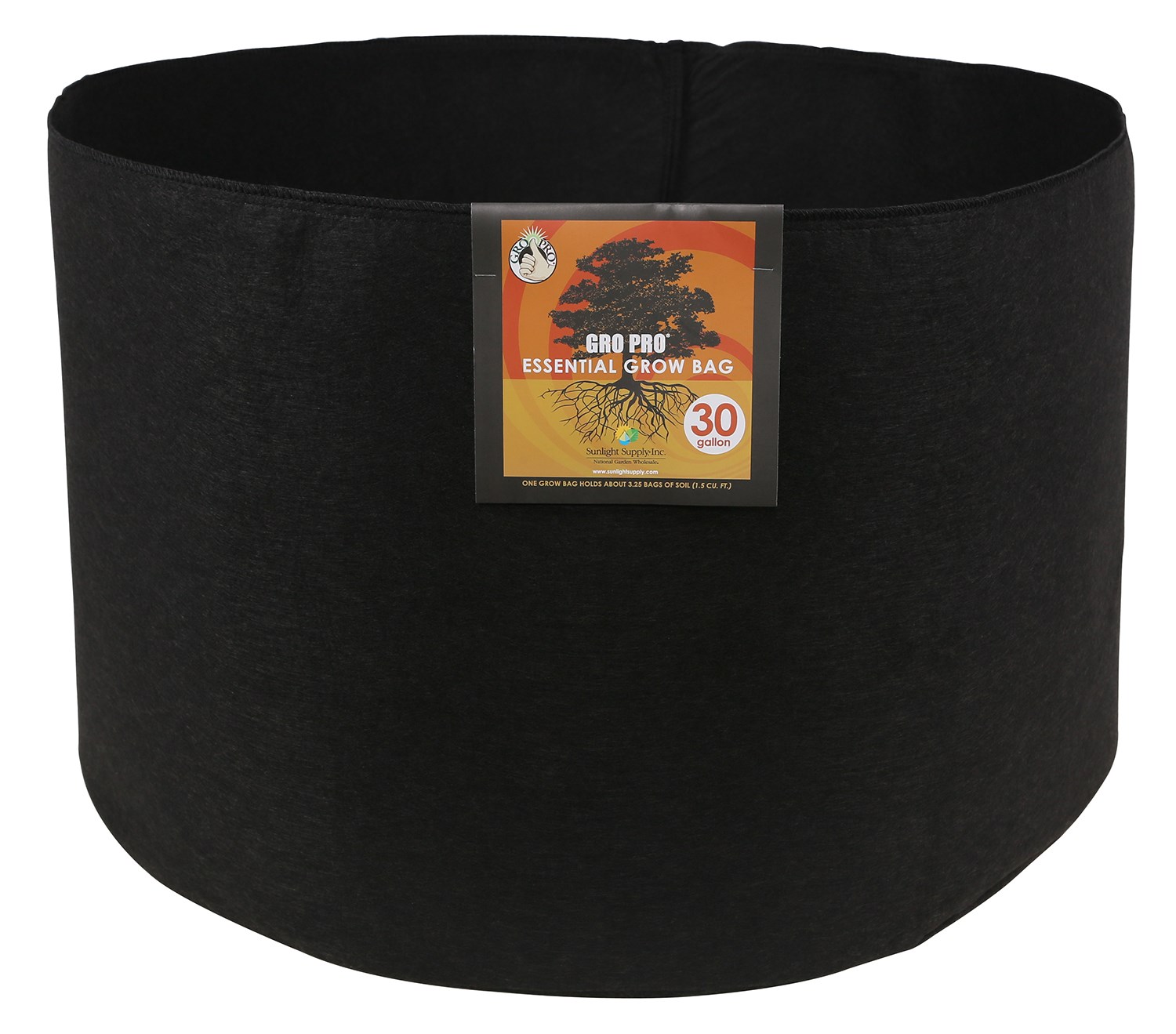 Gro Pro 30gal Essential Grow Bag Round Fabric Pot Black — Single Unit