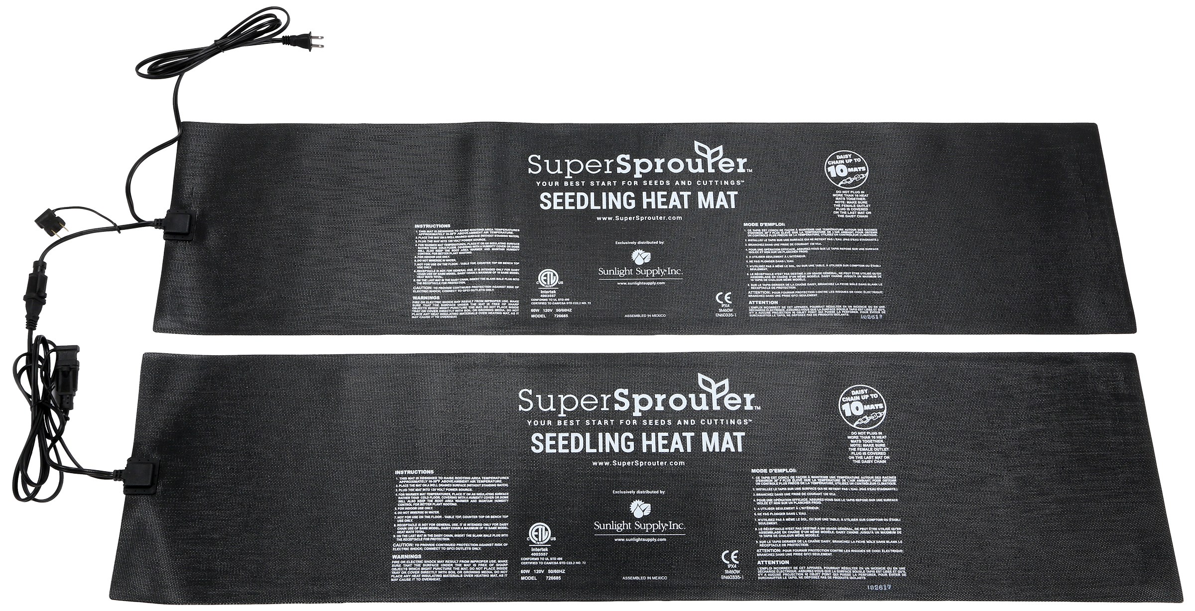 Super Sprouter 12in x 48in 2 Tray Seedling Heat Mat Daisy-Chainable — Single Unit - Image 2