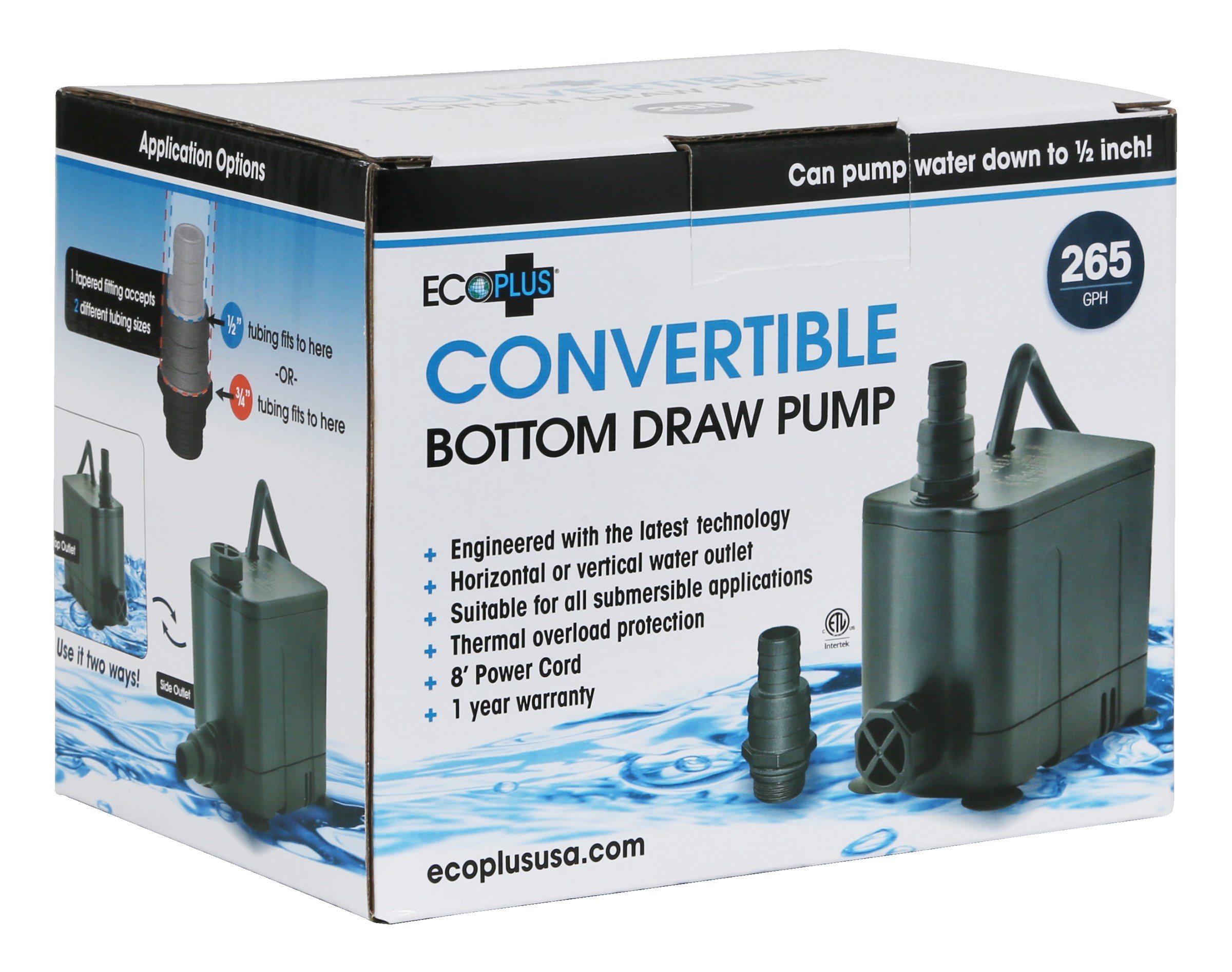 EcoPlus 265 GPH Convertible Bottom Draw Water Pump — Single Unit - Image 6