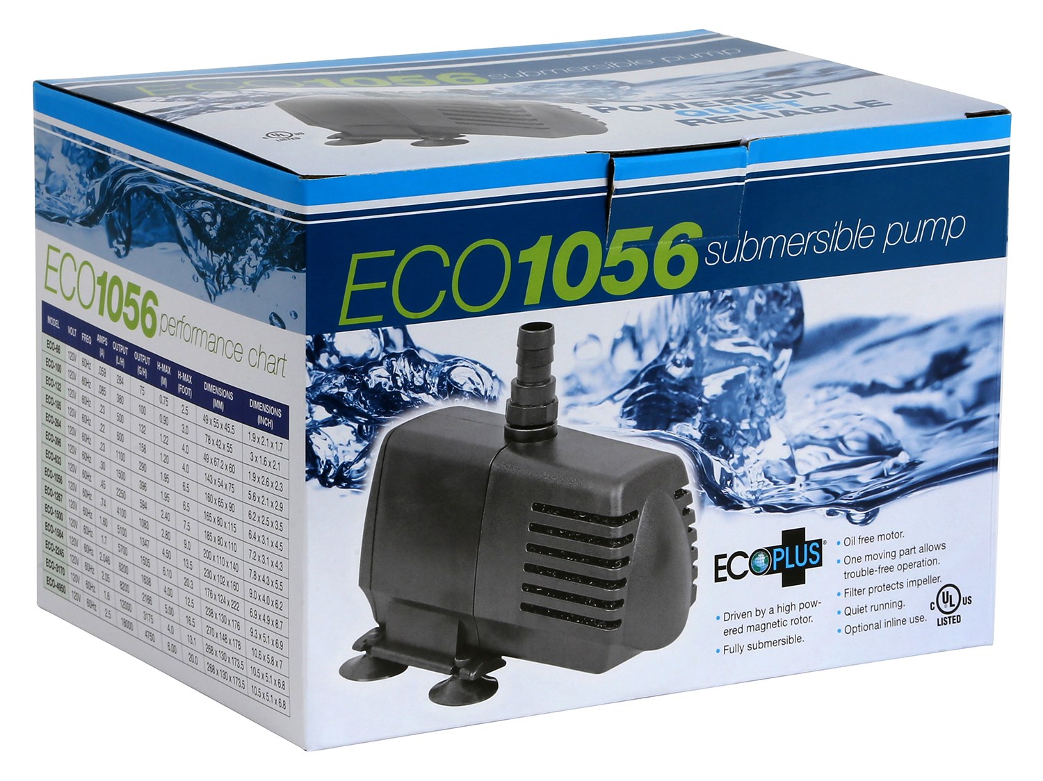 EcoPlus Eco 1056 Fixed Flow Submersible/Inline Pump 1000 GPH — Single Unit - Image 4