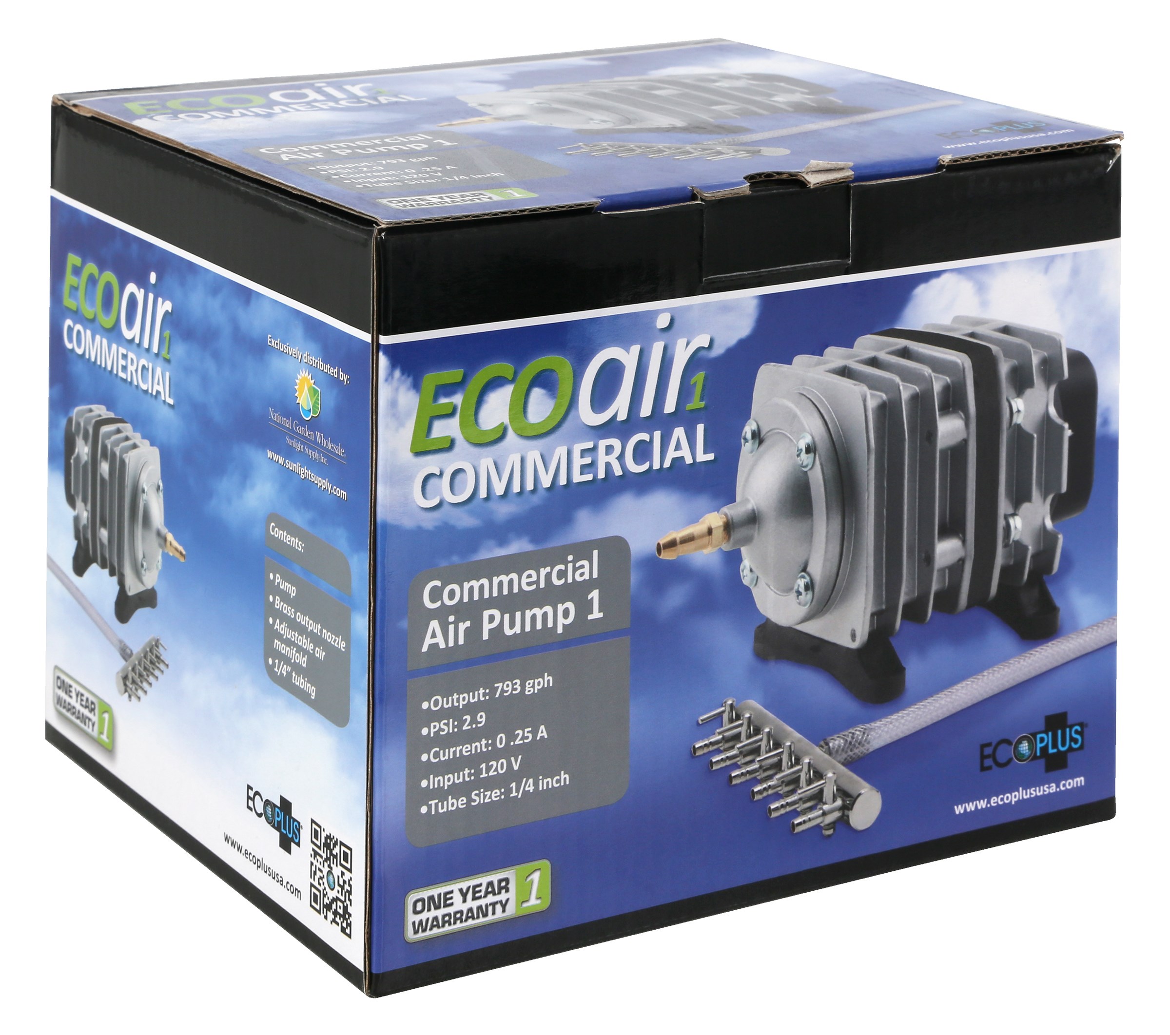 EcoPlus Commercial Air 1 Air Pump 18 Watt Single Outlet 793 GPH — Single Unit - Image 2