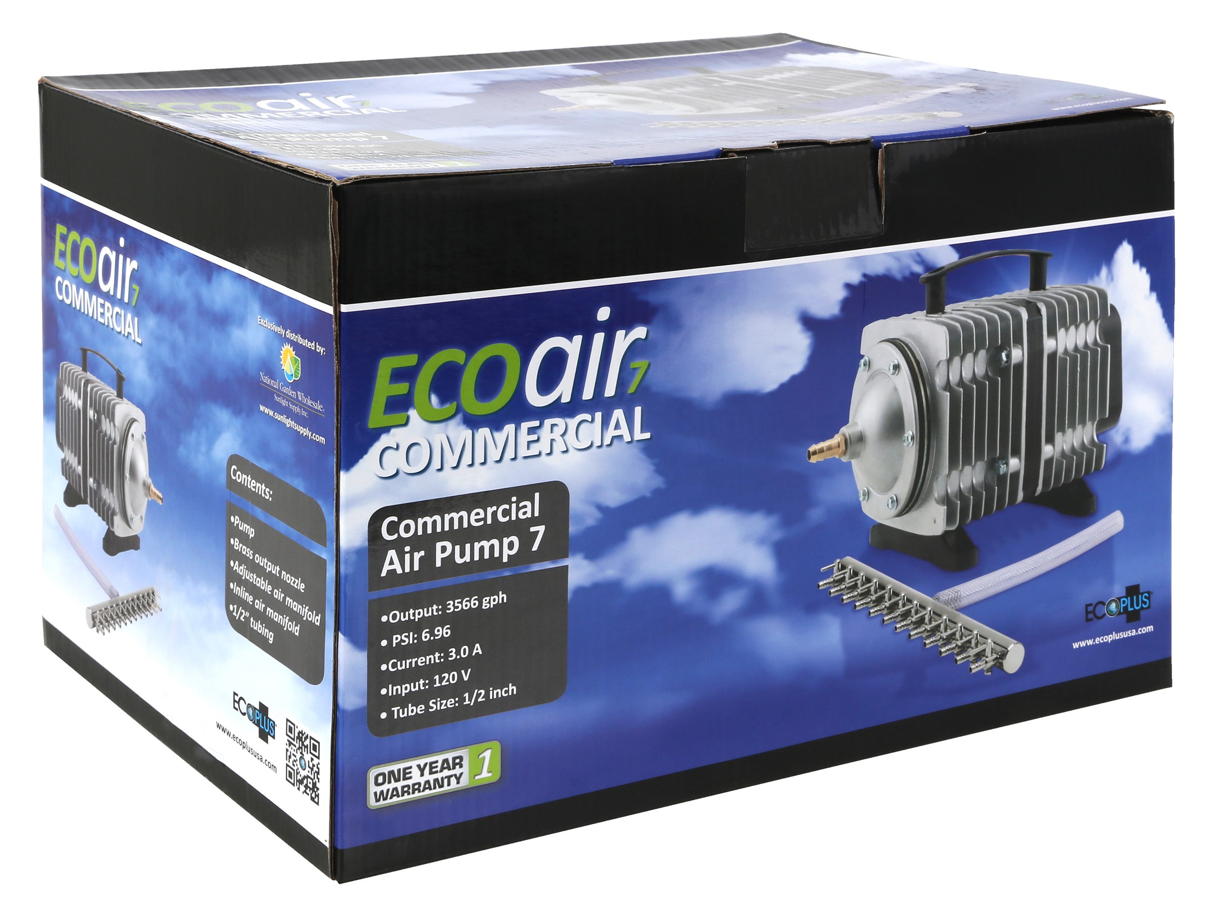 EcoPlus Commercial Air 7 Air Pump 200 Watt Single Outlet 3566 GPH — Single Unit - Image 2