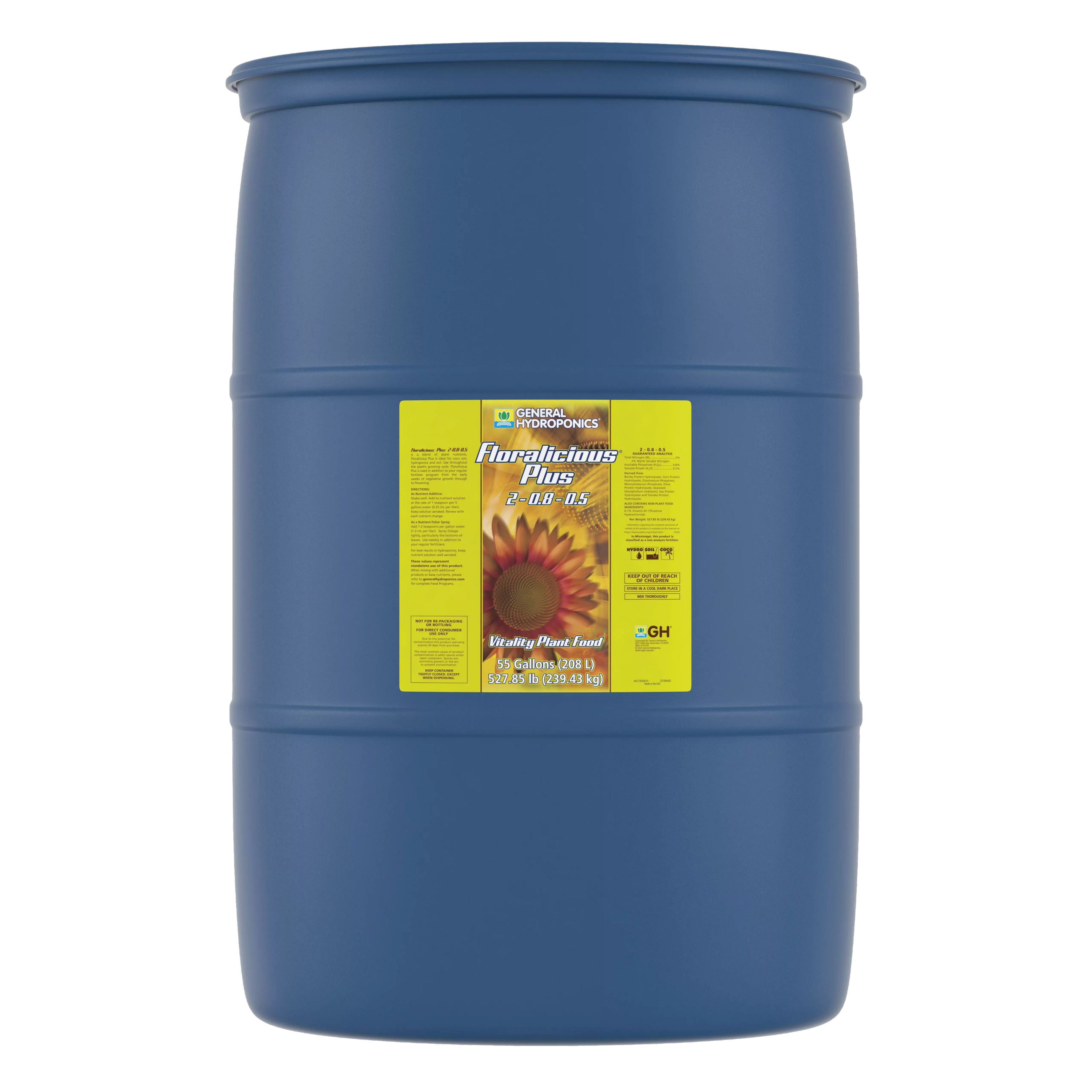 General Hydroponics 55gal Floralicious Plus 2-0.8-0.5 — Single Unit