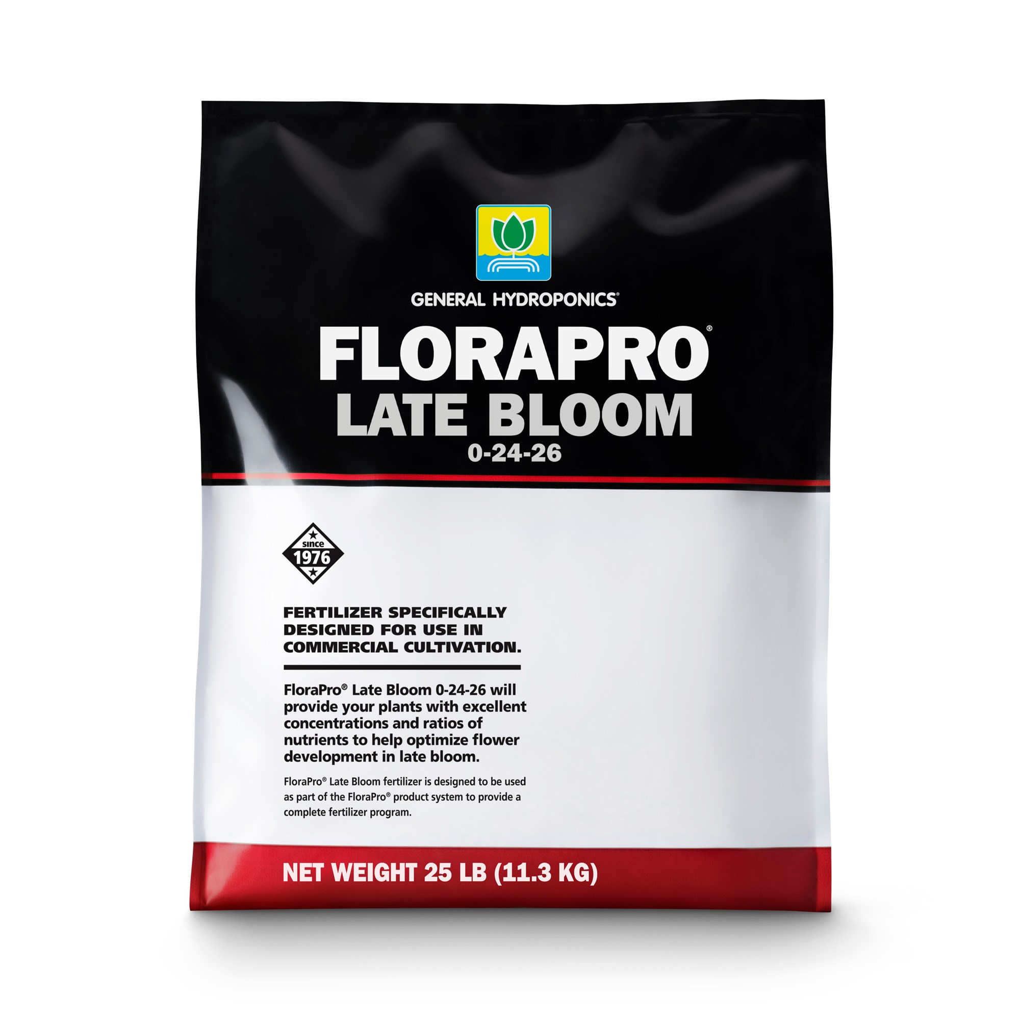 General Hydroponics 25# FloraPro Late Bloom 0-24-26 — Single Unit