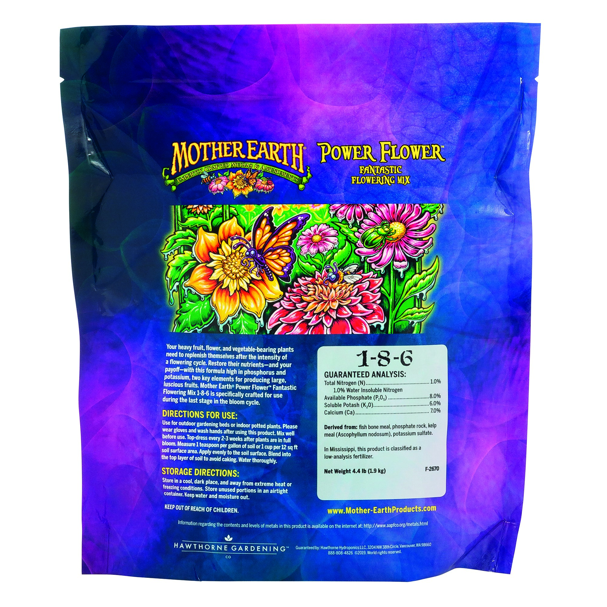 Mother Earth 4.4# Power Flower Fantastic Flowering Mix 1-8-6 — Single Unit - Image 2