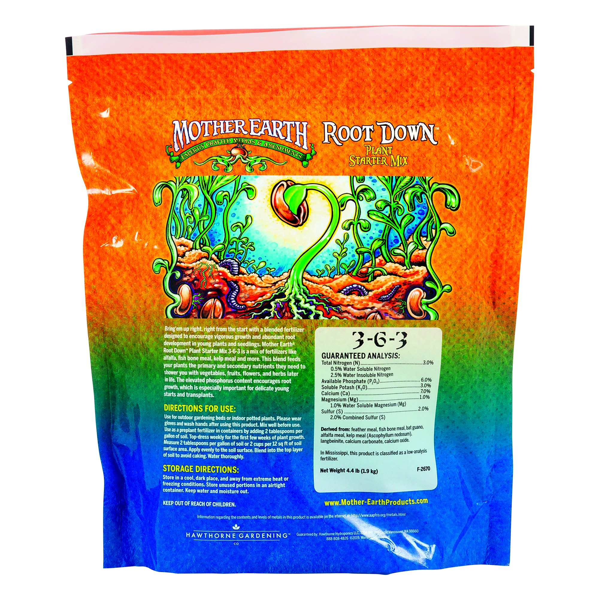 Mother Earth 4.4# Root Down Plant Starter Mix 3-6-3 — Single Unit - Image 2