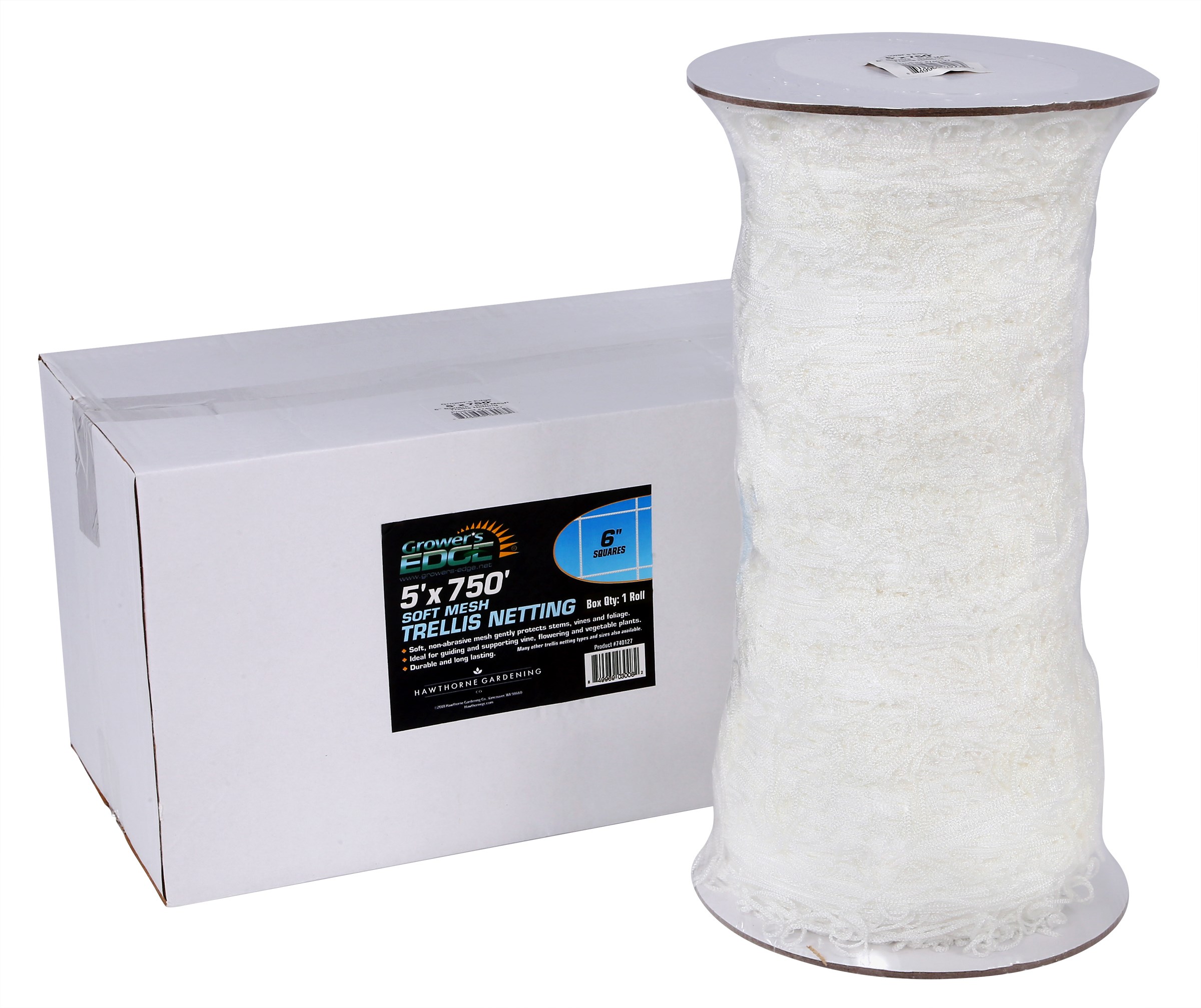 Grower's Edge 5ft x 750ft Soft Mesh Trellis Netting Bulk Roll w/ 6in Squares — Single Unit