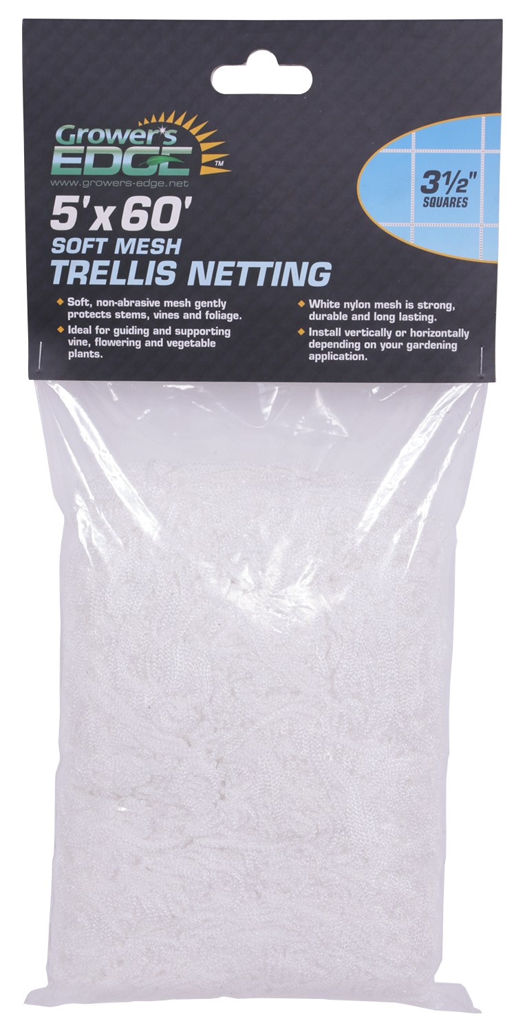 Grower's Edge 5ft x 60ft Soft Mesh Trellis Netting w/ 3.5in Squares — Single Unit