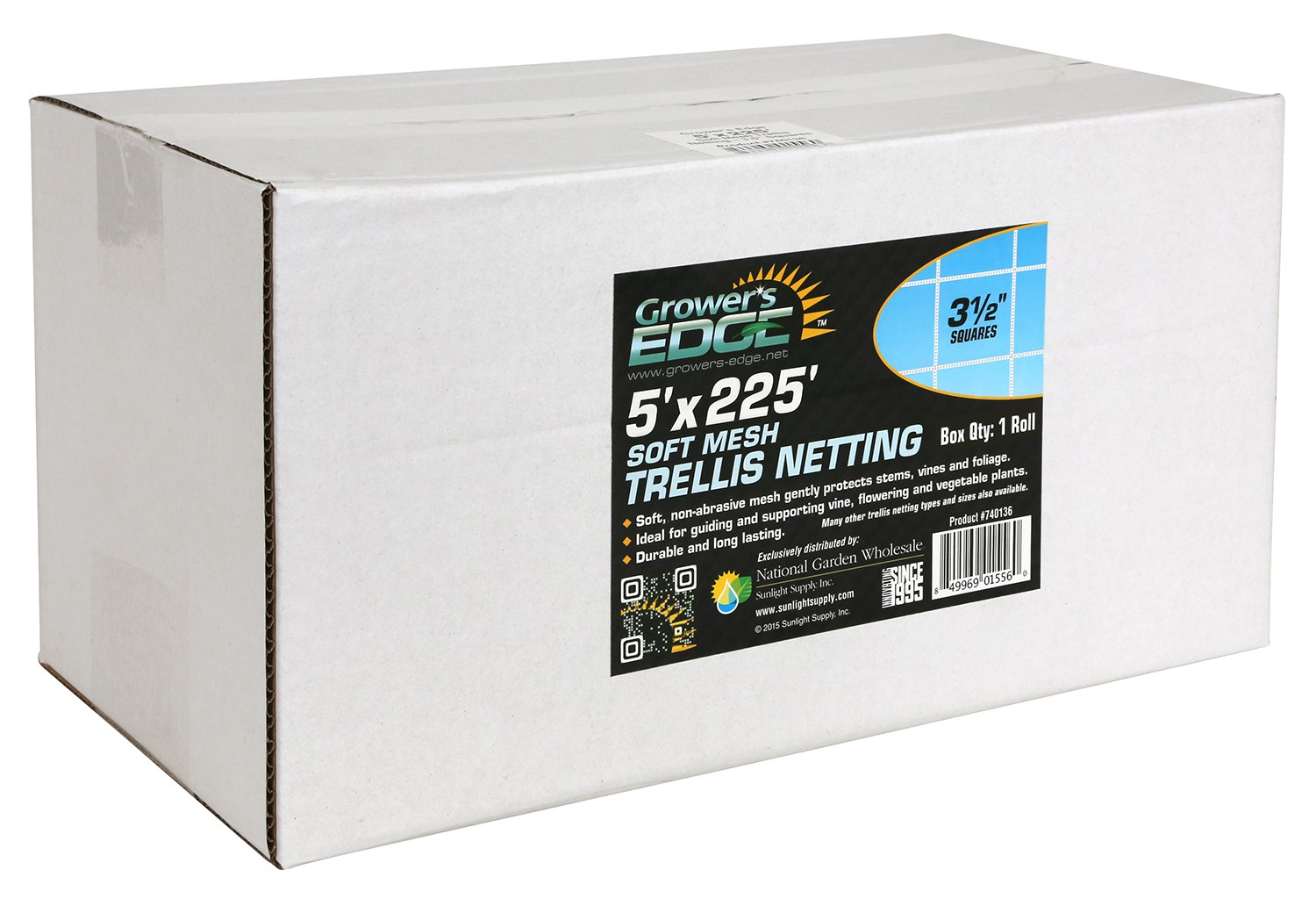 Grower's Edge 5ft x 225ft Soft Mesh Trellis Netting Bulk Roll w/ 3.5in Squares — Single Unit - Image 2