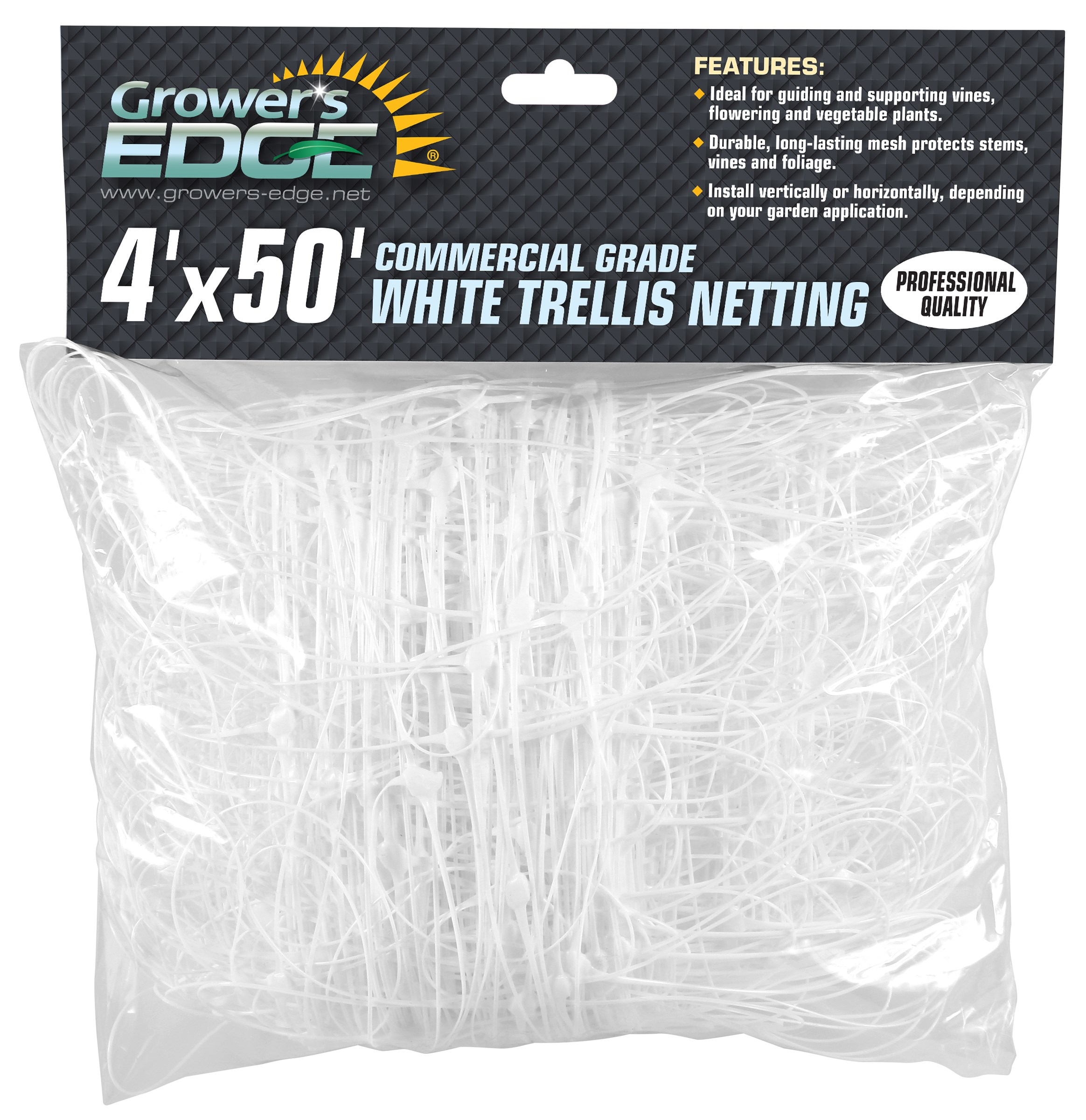 Grower's Edge 4ft x 50ft Commercial Grade Trellis Netting — Single Unit