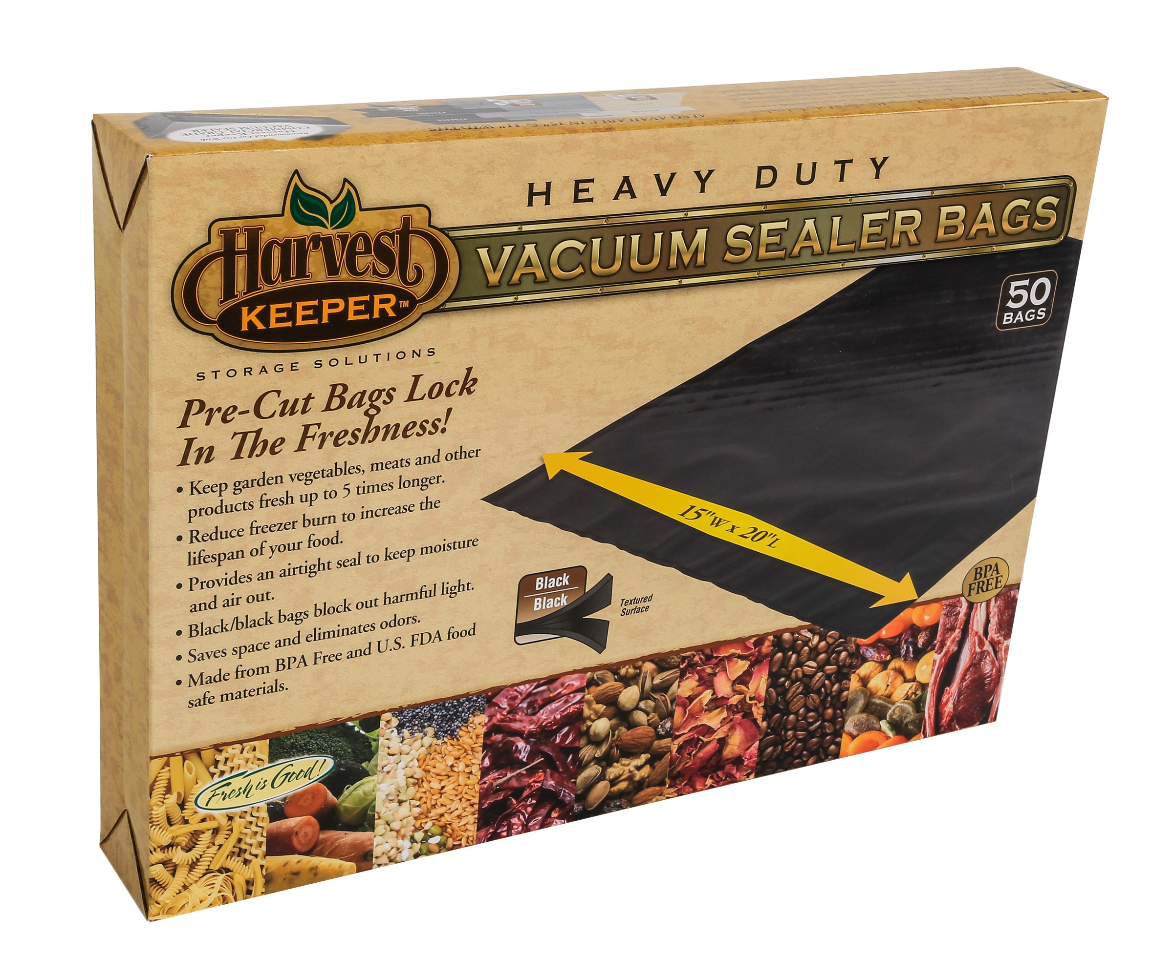 Harvest Keeper 50pk 15in x 20in Precut Bags Black/ Black — Single Unit - Image 2