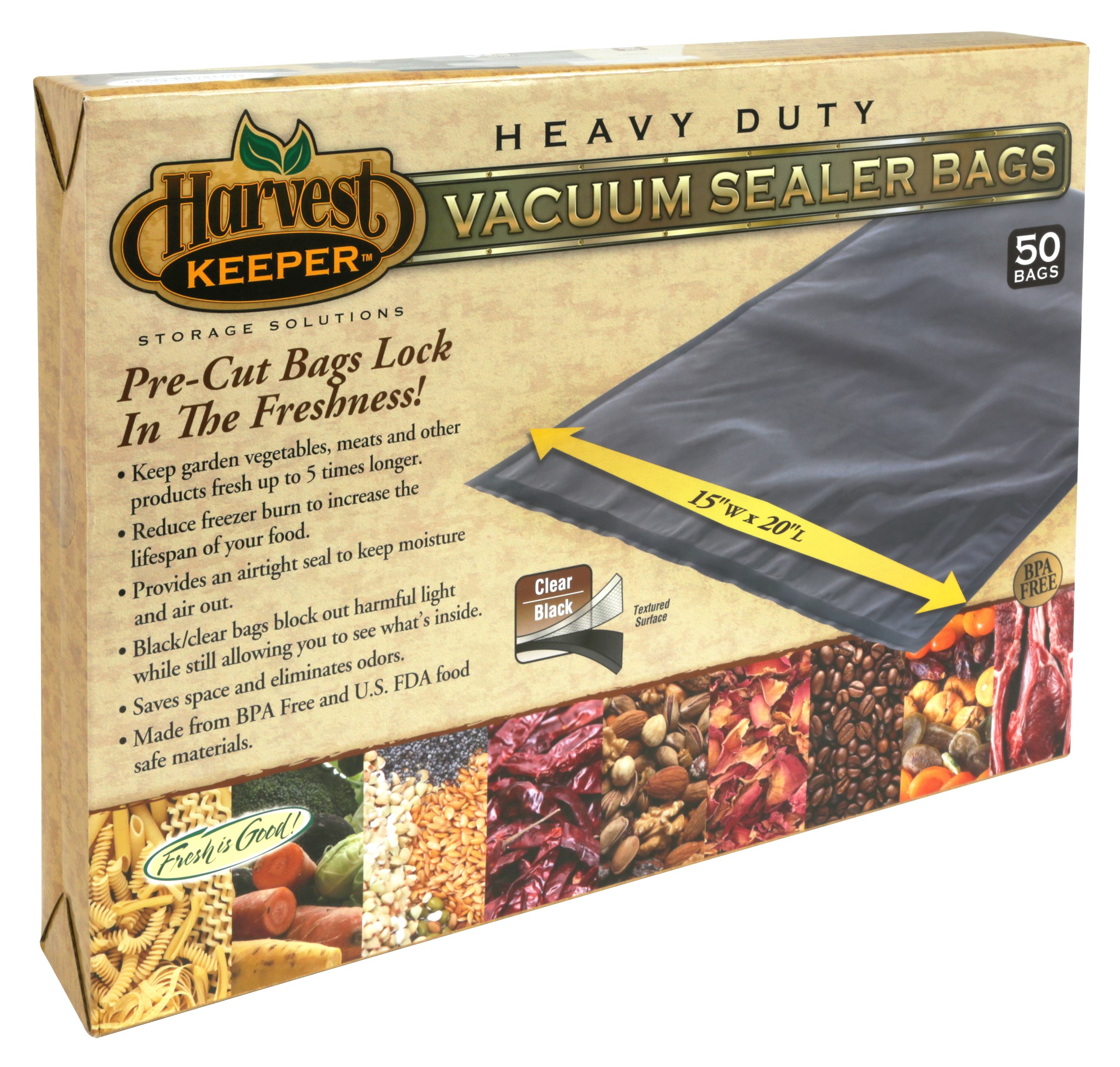 Harvest Keeper 50pk 15in x 20in Precut Bags Black/ Clear — Single Unit - Image 2