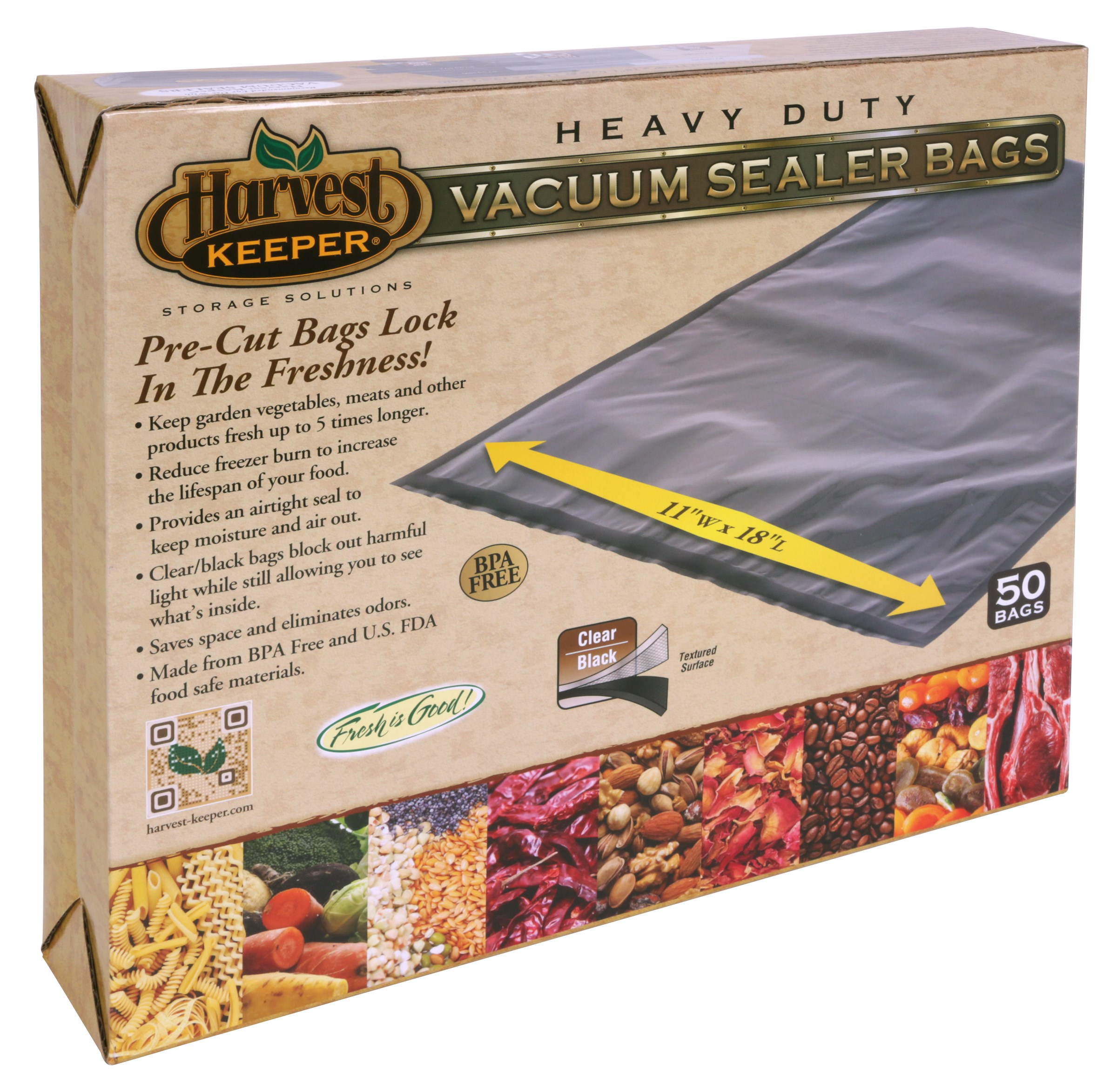 Harvest Keeper 50pk 11in x 18in Precut Bags Black/ Clear — Single Unit - Image 2