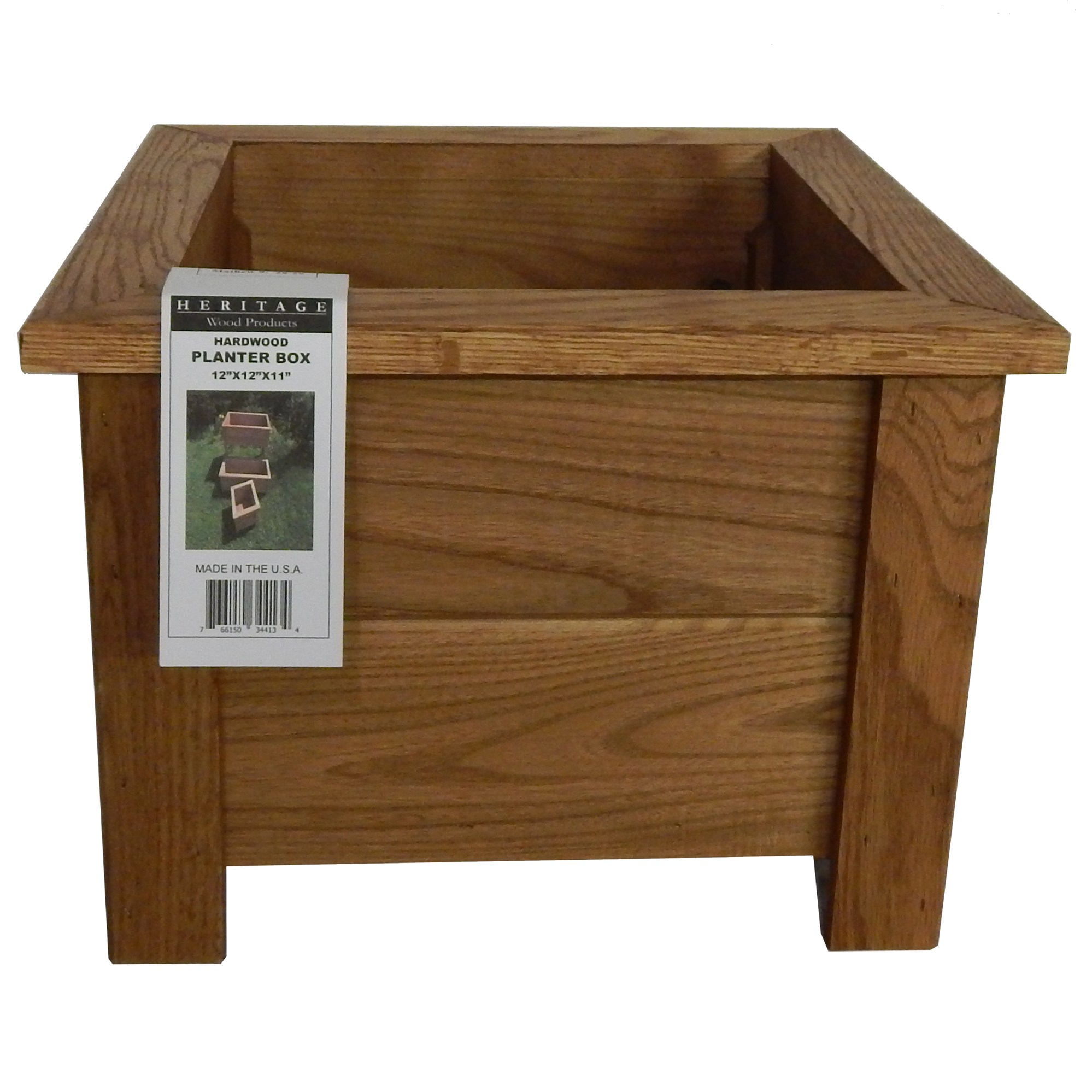 Heritage Wood Planter Box w/ Legs 12"x12"x11" Stained Walnut