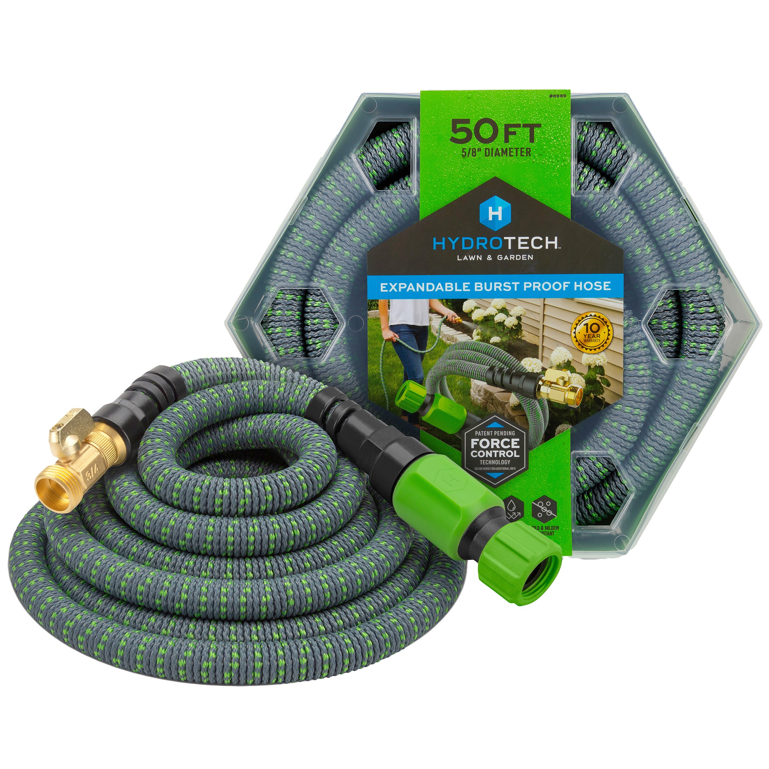 Hydrotech 5/8"x50' Expandable Burst Proof Hose Green — priced per each; minimum 3; multiples of 3