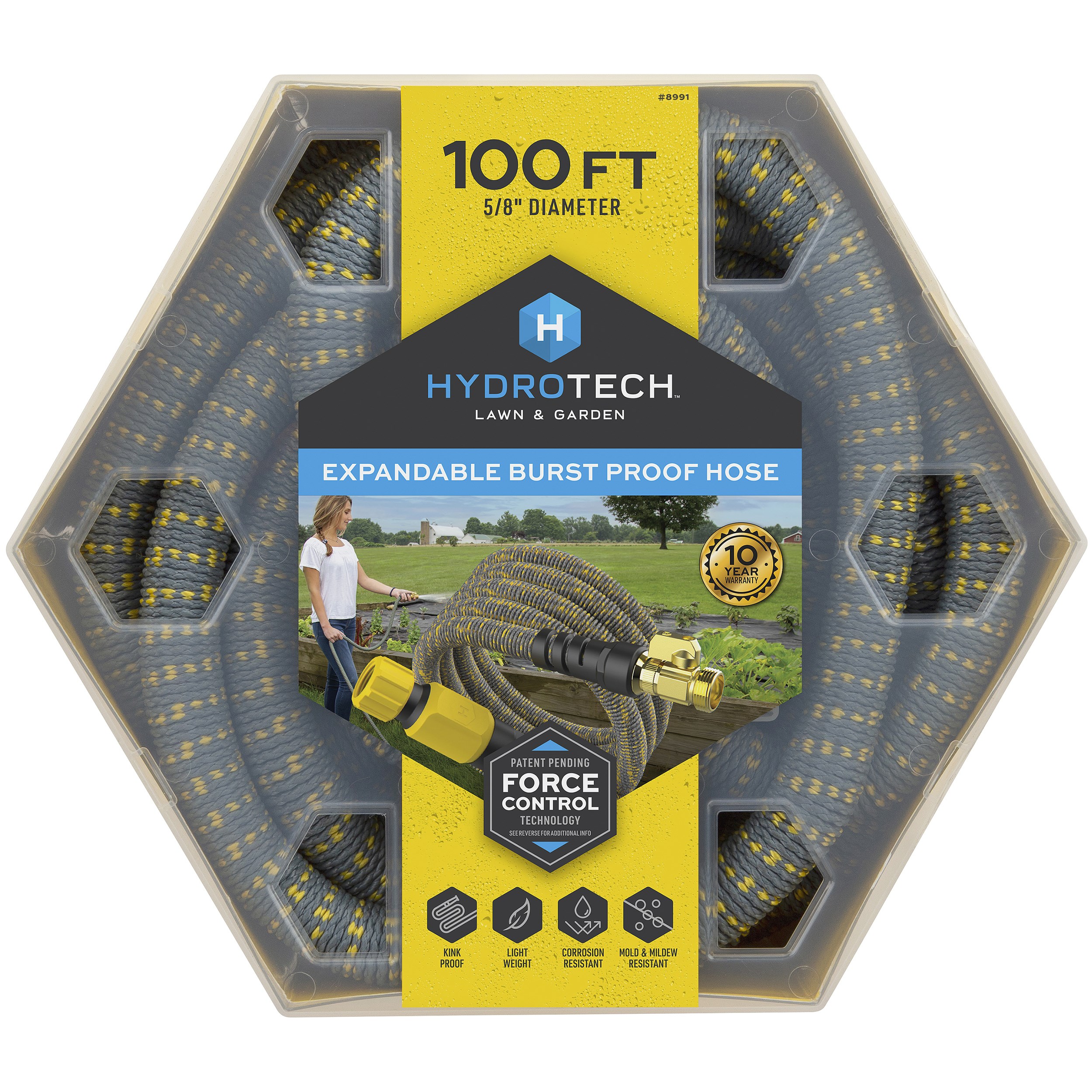 Hydrotech 5/8"x100' Expandable Burst Proof Hose Yellow — priced per each; minimum 3; multiples of 3