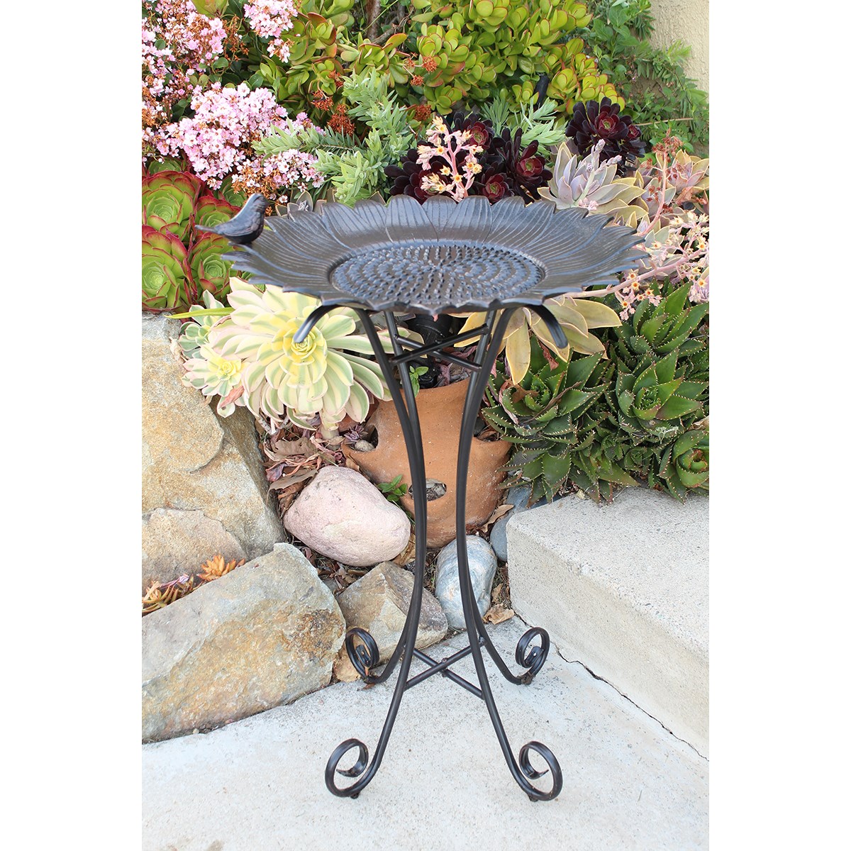 Innova Sunflower Birdbath Antique Black