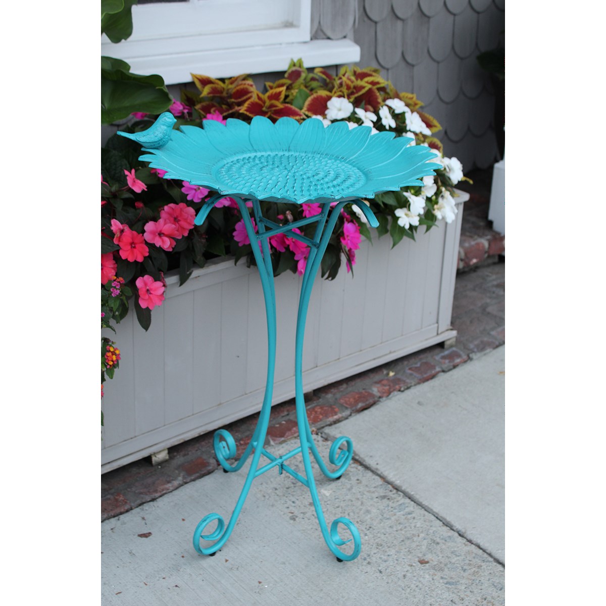 Innova Sunflower Birdbath Brushed Blue