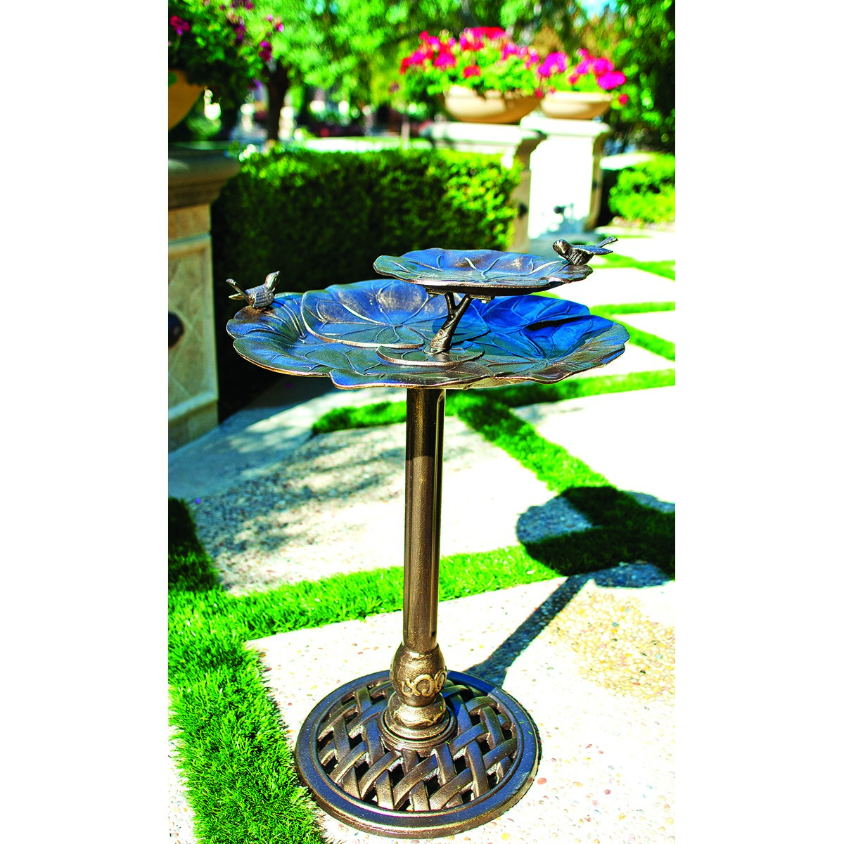 Innova 2 Tier Lily Pad Bird Bath Antique Brass