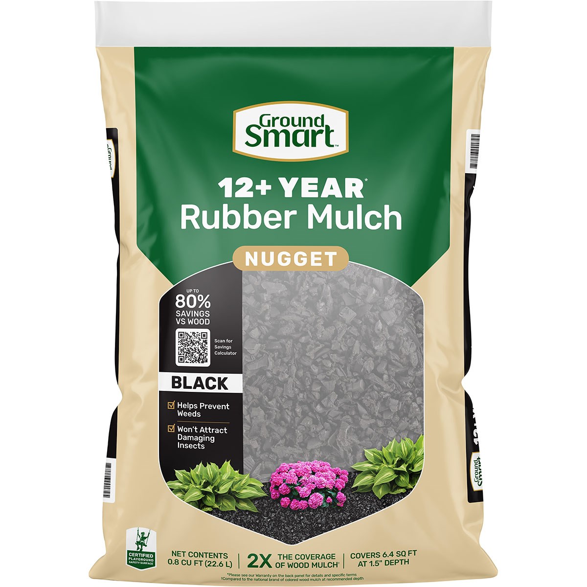 GroundSmart.8CF Nugget Mulch Espresso Black