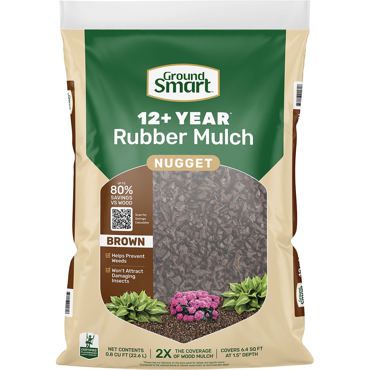 GroundSmart.8CF Nugget Mulch Mocha Brown