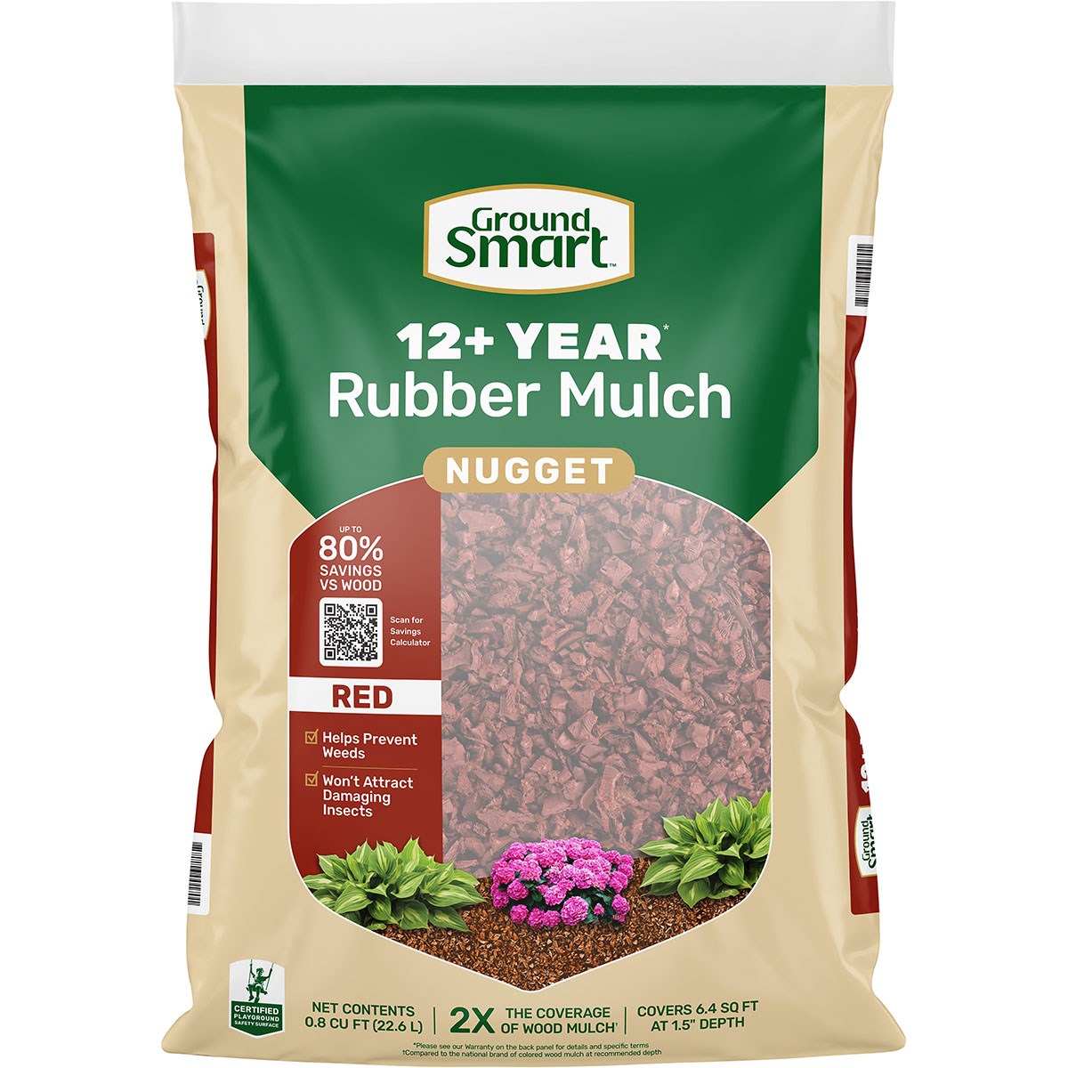 GroundSmart.8CF Nugget Mulch Cedar Red