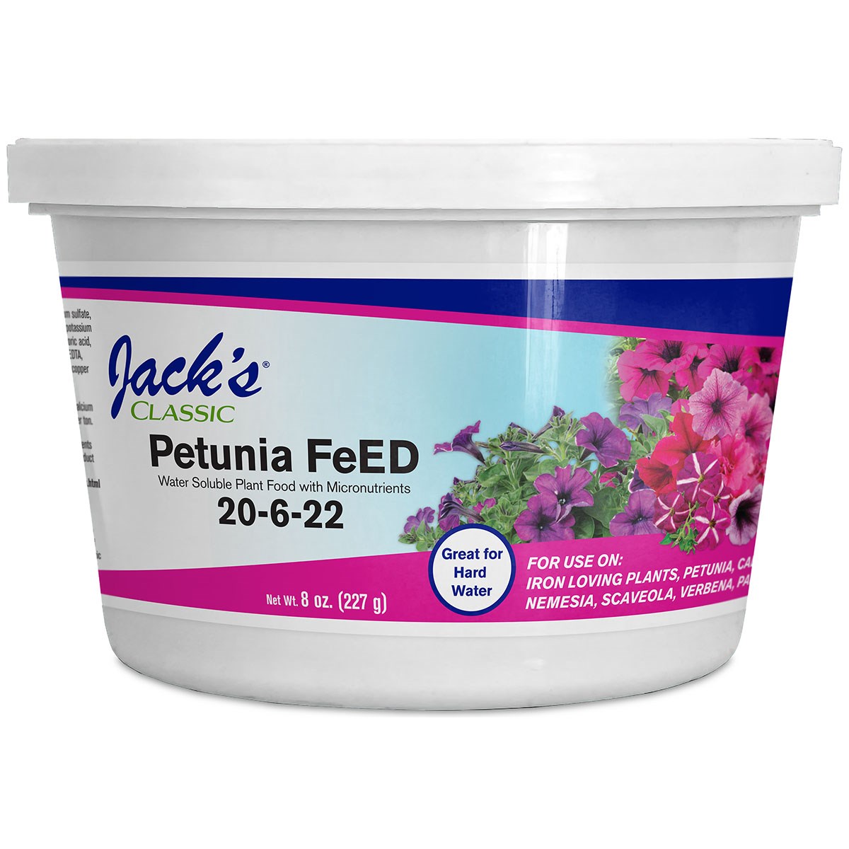 Jacks Classic 8oz Petunia FeED 20-6-22 — priced per each; minimum 12; multiples of 12